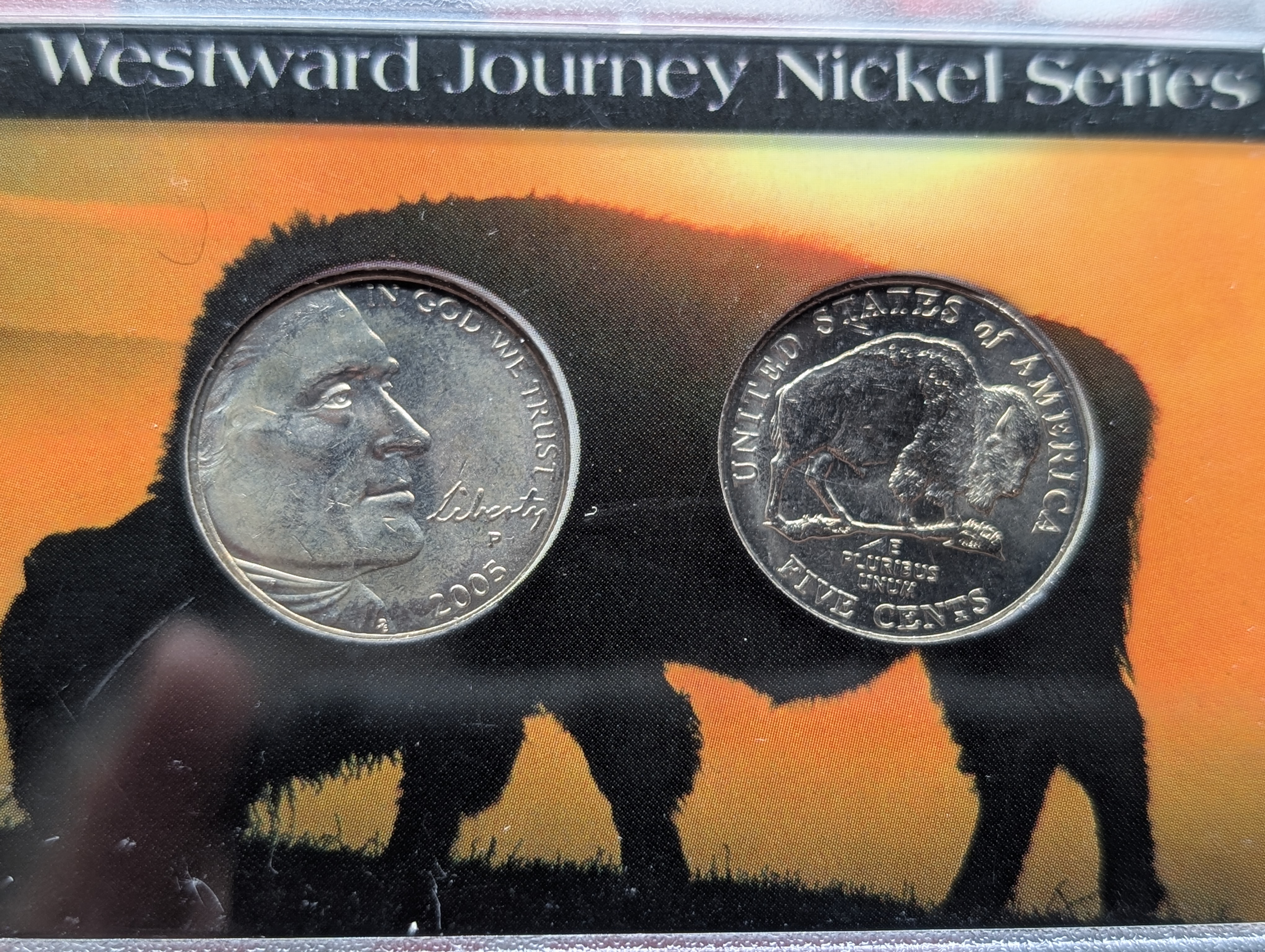 Old & New Nickel Set 1926 Indian Head Buffalo Nickel & 2005-P Bison Nickel Plus a 2005 P&D Westward Journey Nickel Set