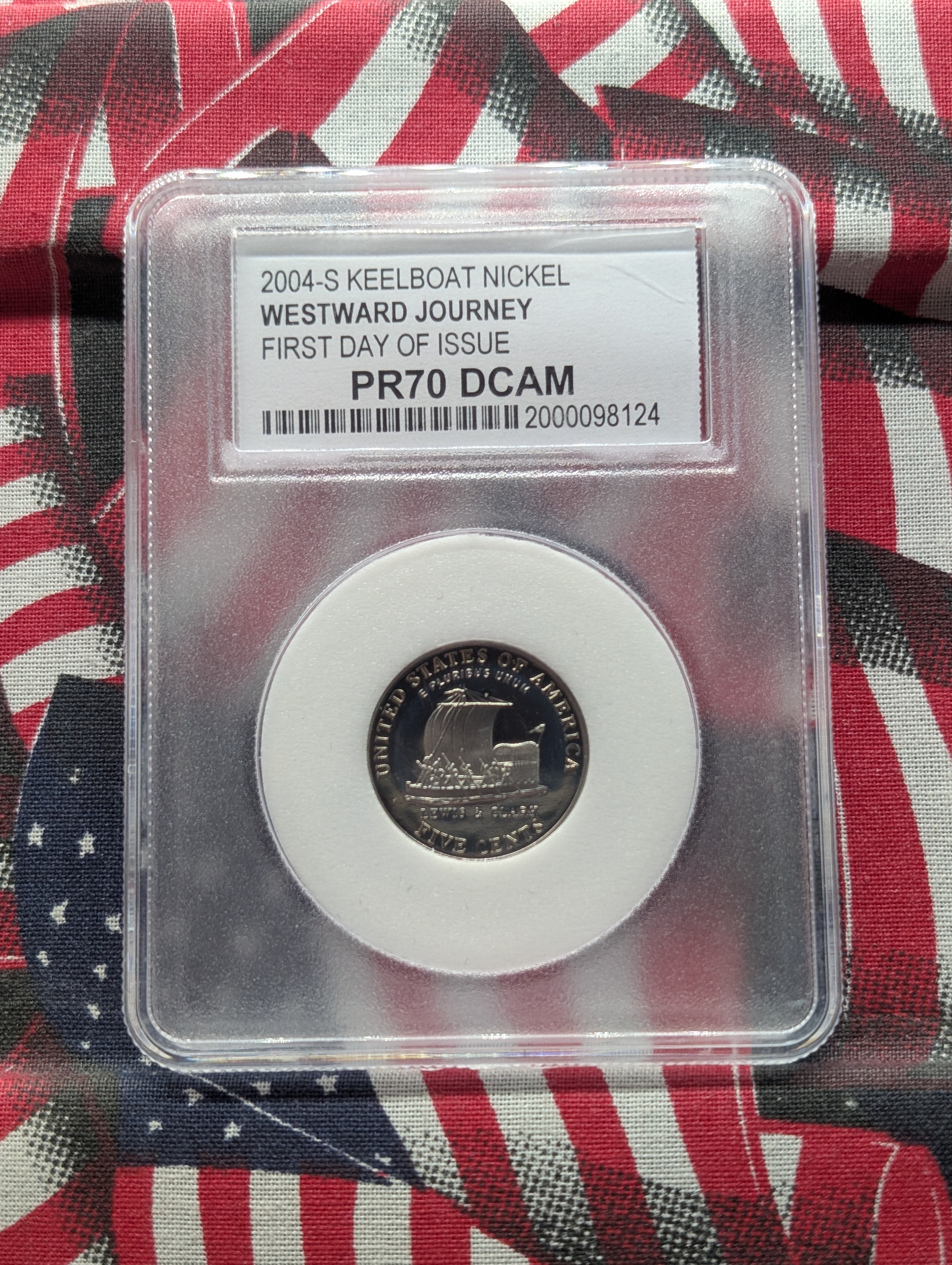 2004-S Keel Boat, Jefferson Nickel, Westward Journey, First Day Issue PCC PR 70 DCAM