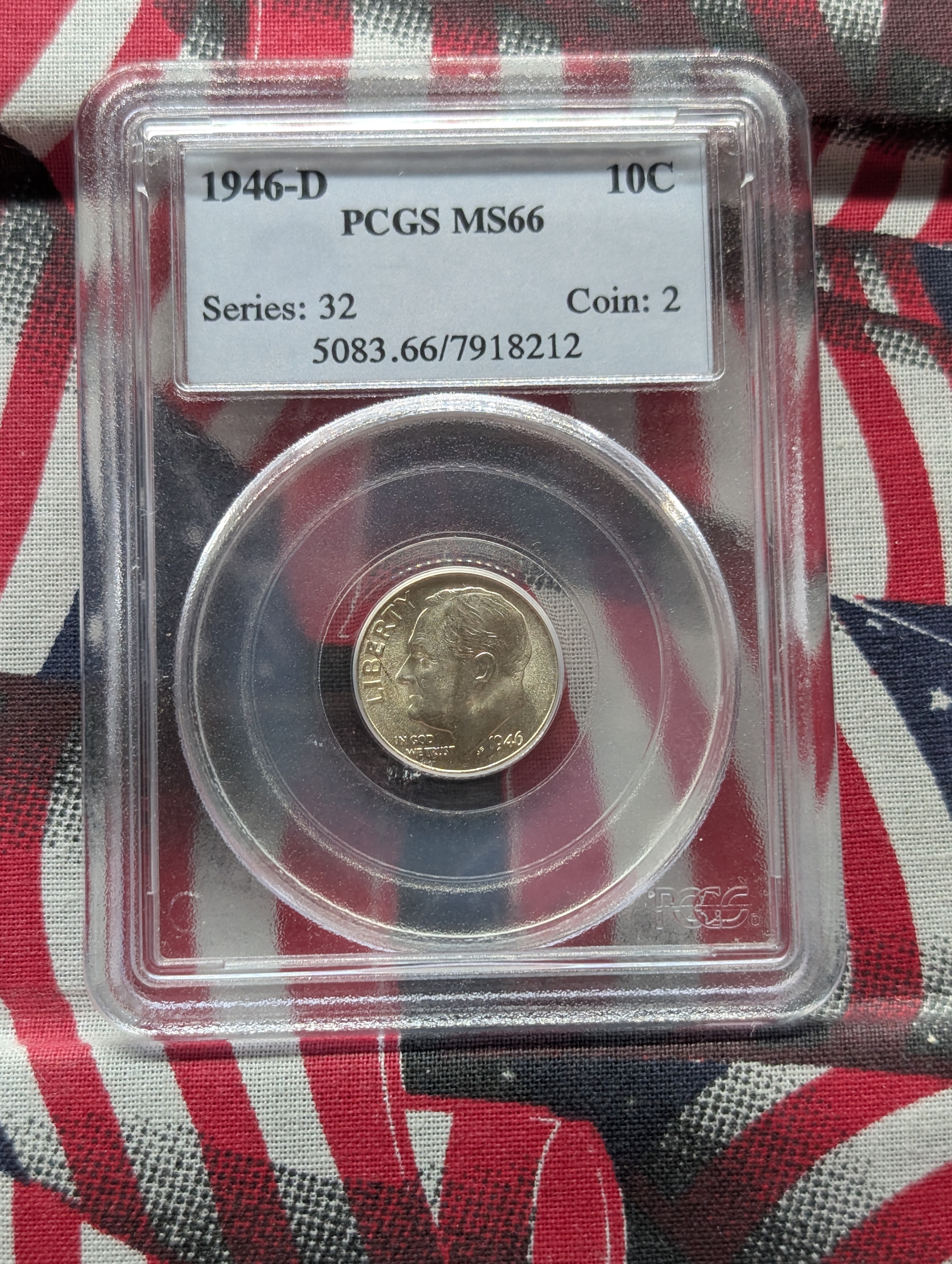 1946-D Roosevelt Dime PCGS MS 66 - 90% Silver, First Year