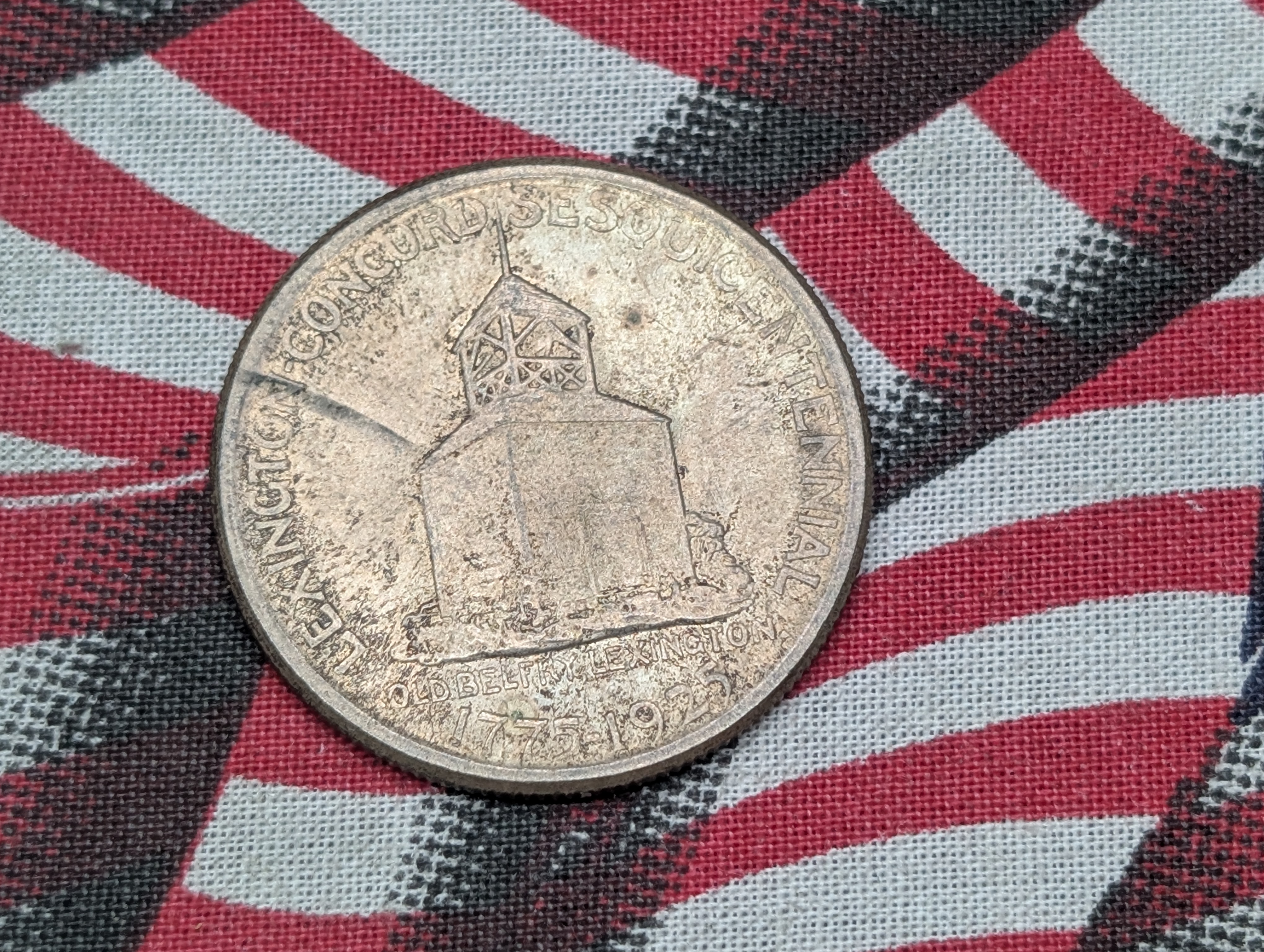 1925 Lexington Concord Commemorative Half Dollar, 90% Silver, 162,000 Minted