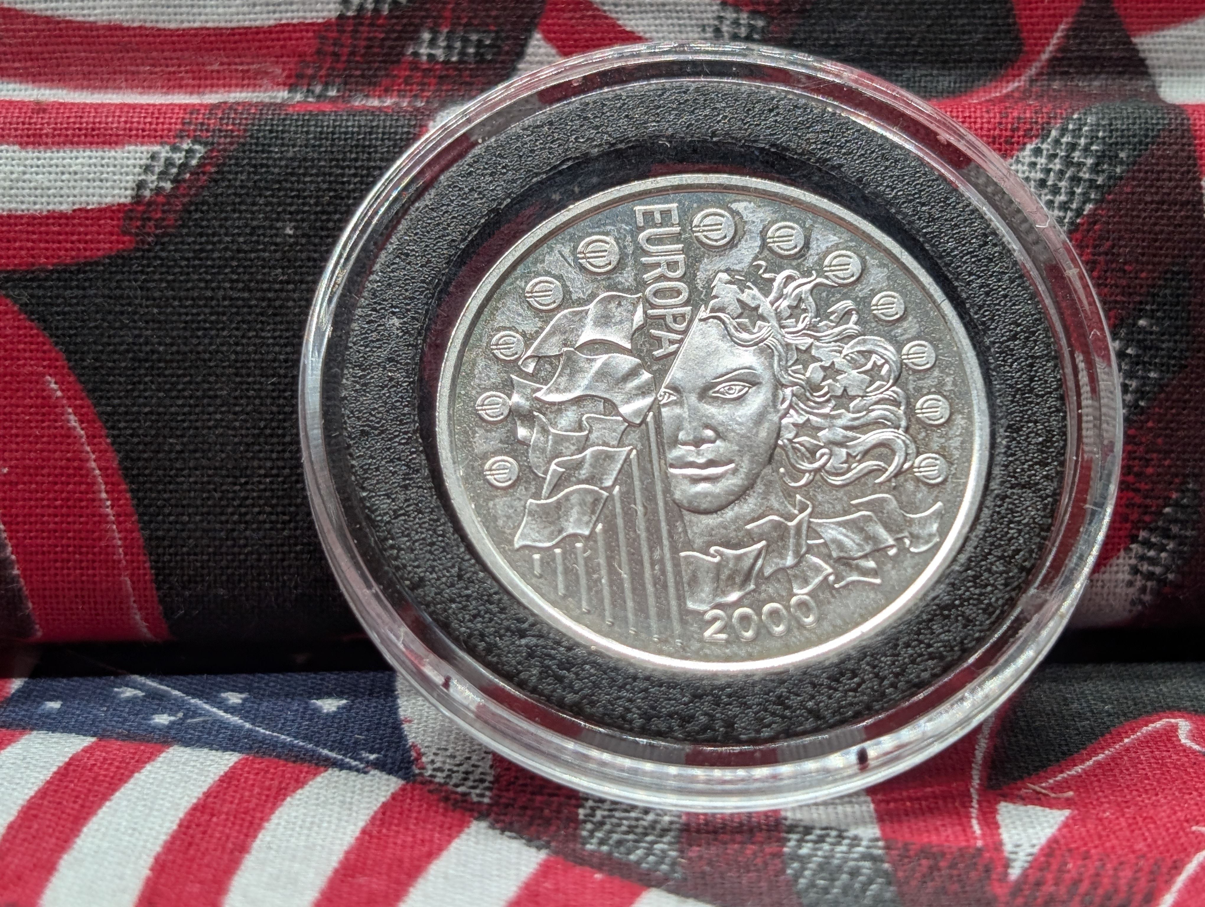 2000 France Monnaie de Paris 6,55957 Francs Europa Commemorative Medal, 90% Silver, 13 grams