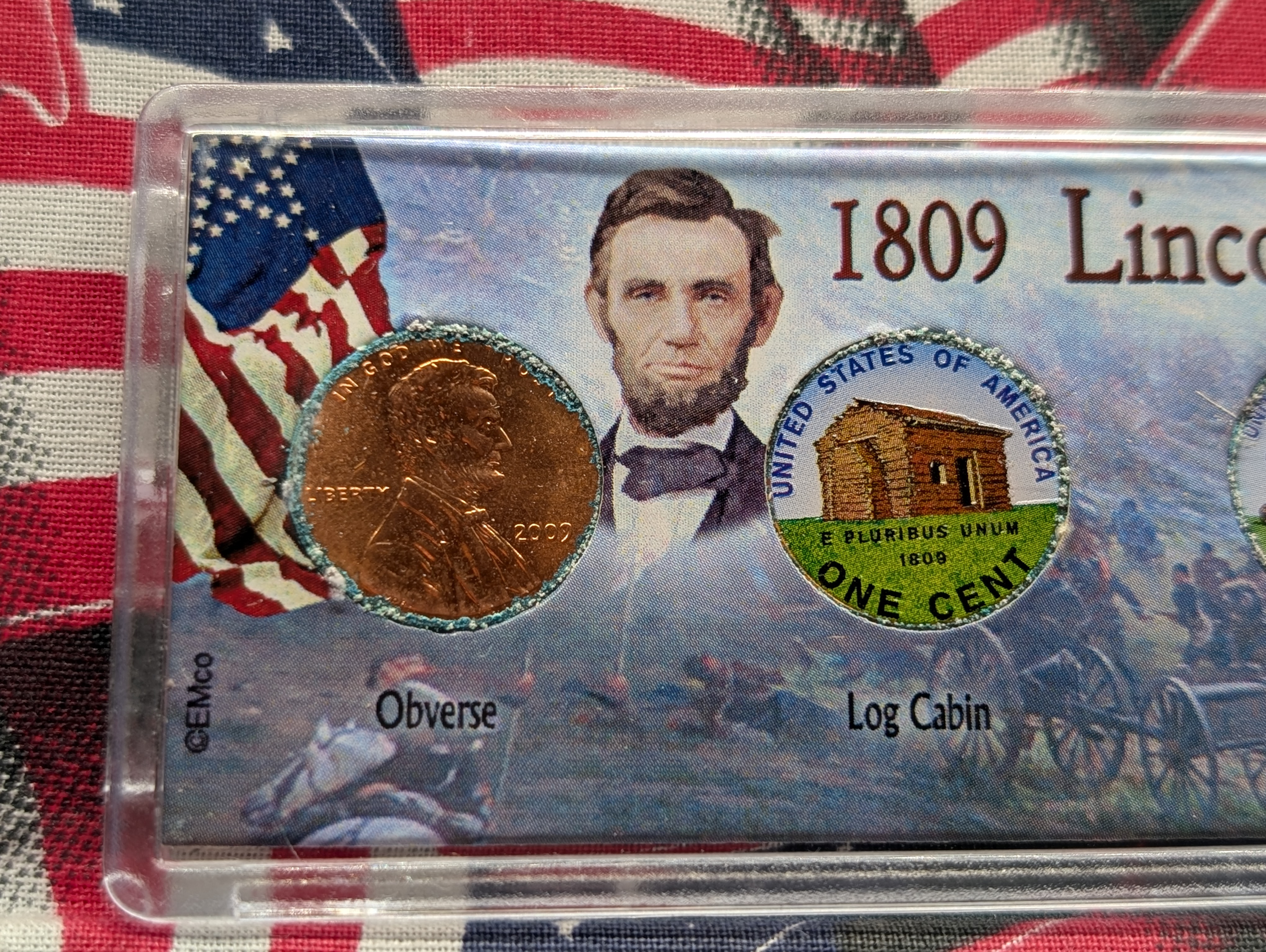 2009-D Four Coin Colorized Lincoln Cents & One 2009-P Rail Splitter not Colorized