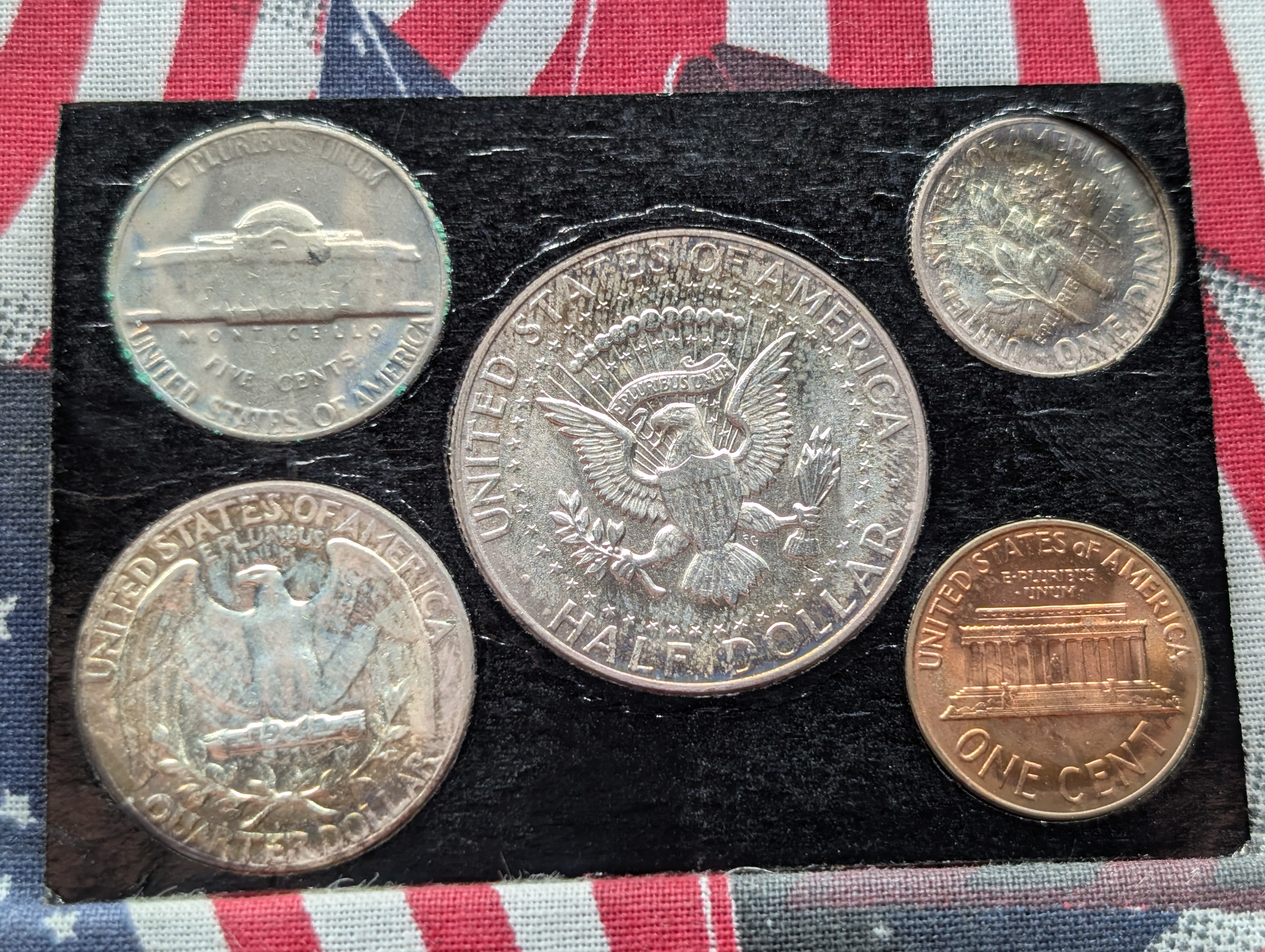 1964 United States Coin Year Set - Includes Three 90% Silver Coins.