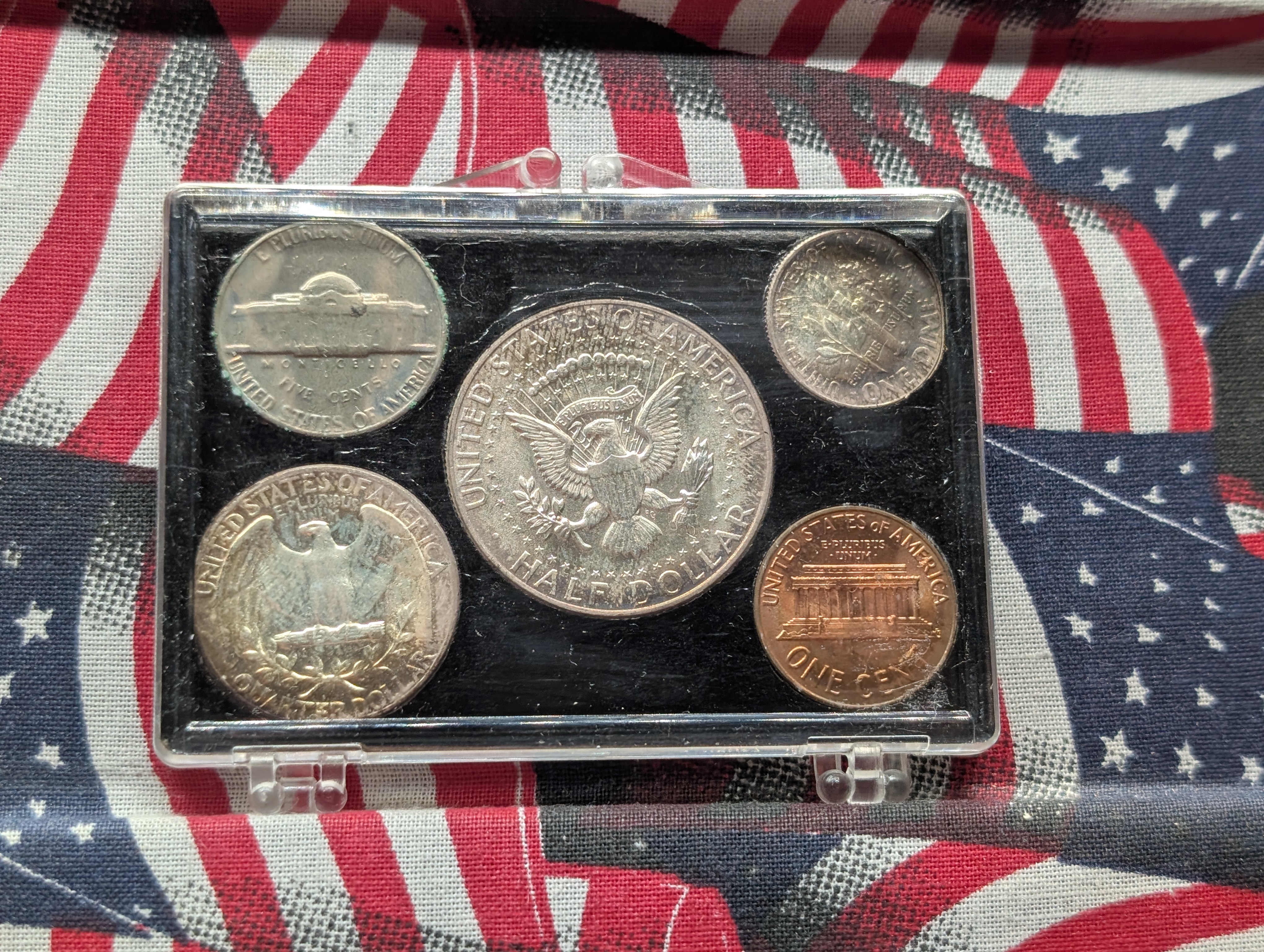 1964 United States Coin Year Set - Includes Three 90% Silver Coins.