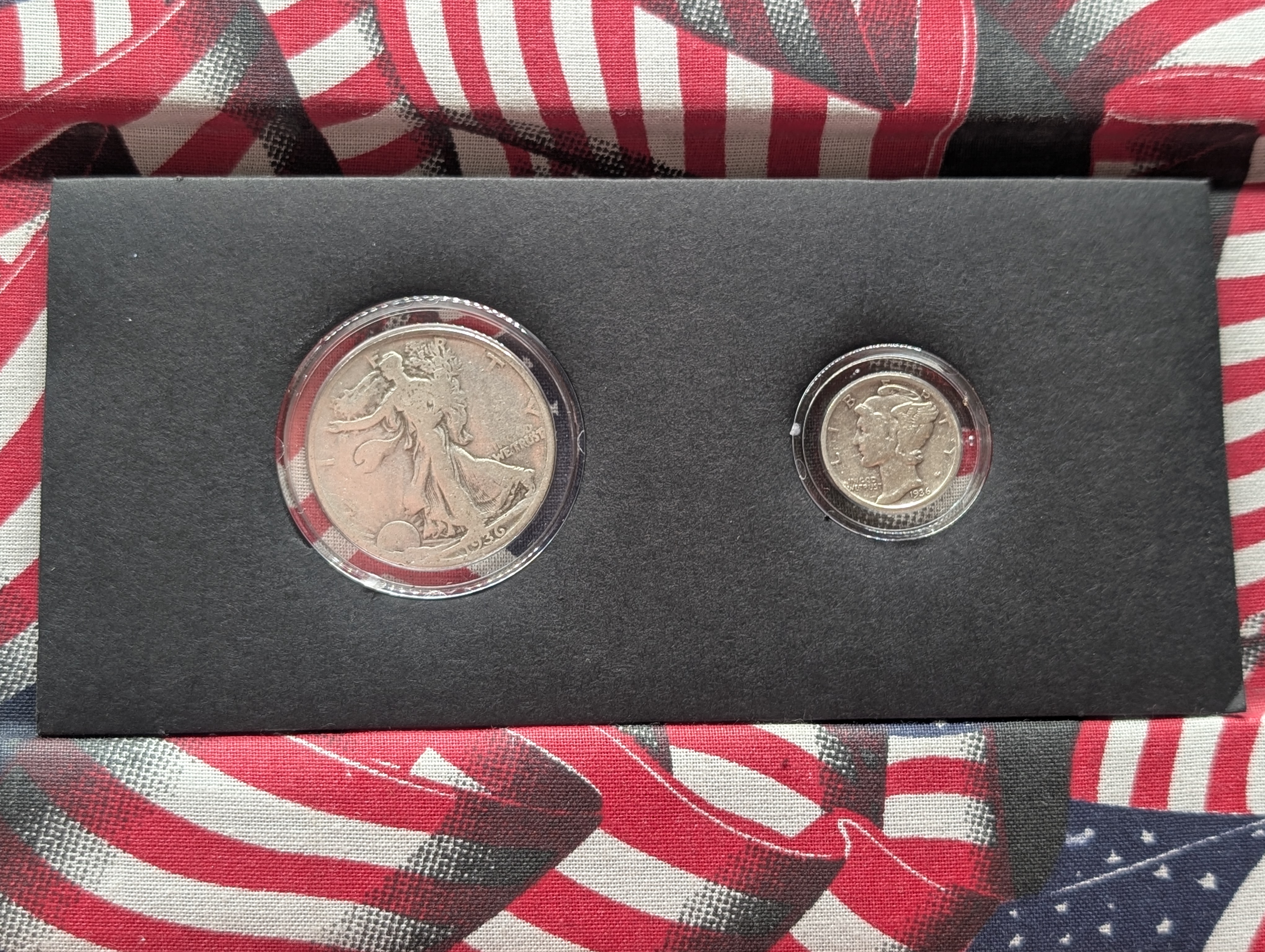 1936-P Walking Liberty Half Dollar & 1936-D Mercury Dime - 90% Silver Coins