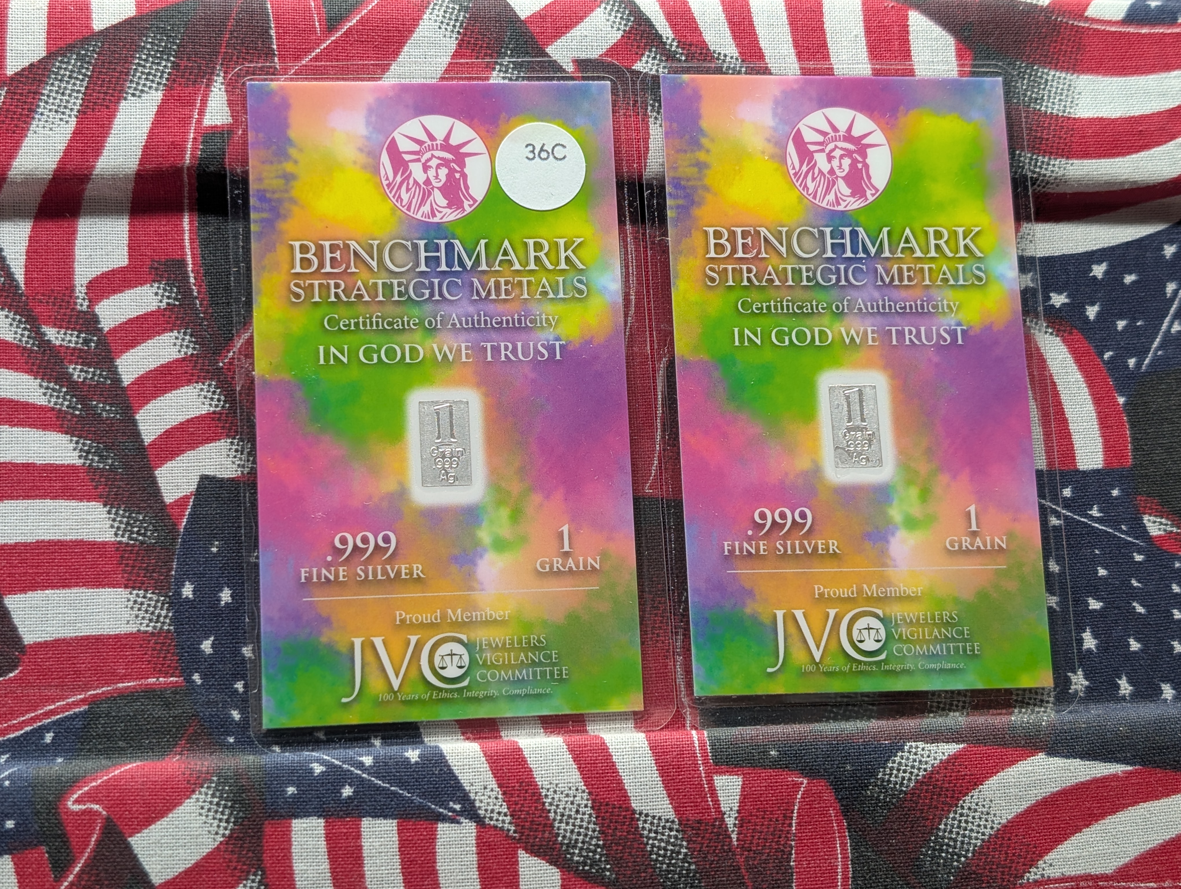 (2) .999 Silver 1 Grain, Wealth You Can Hold, Sealed in New Unopened Package