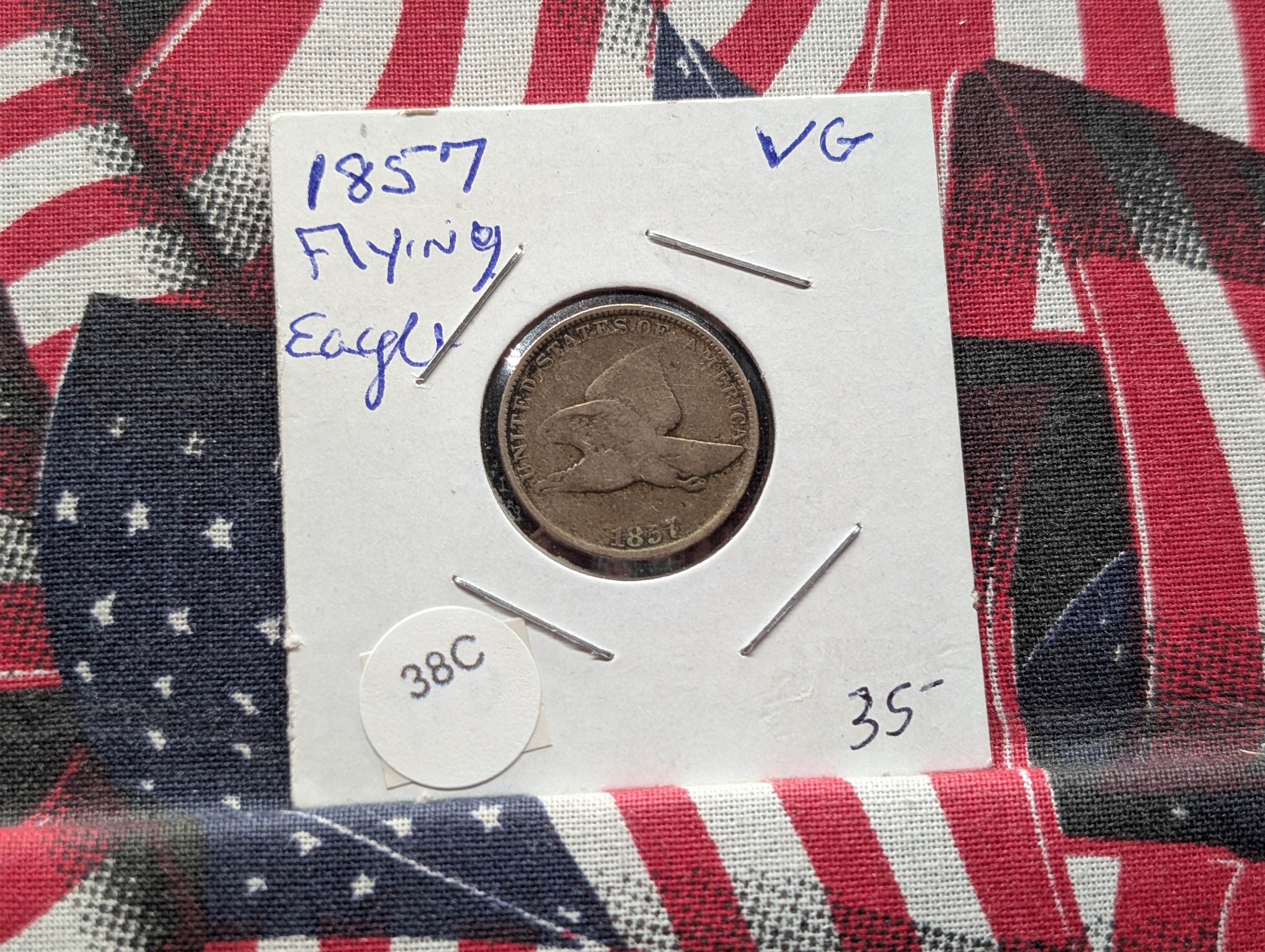 1857 Flying Eagle Cent, VG, 169 Years Old!