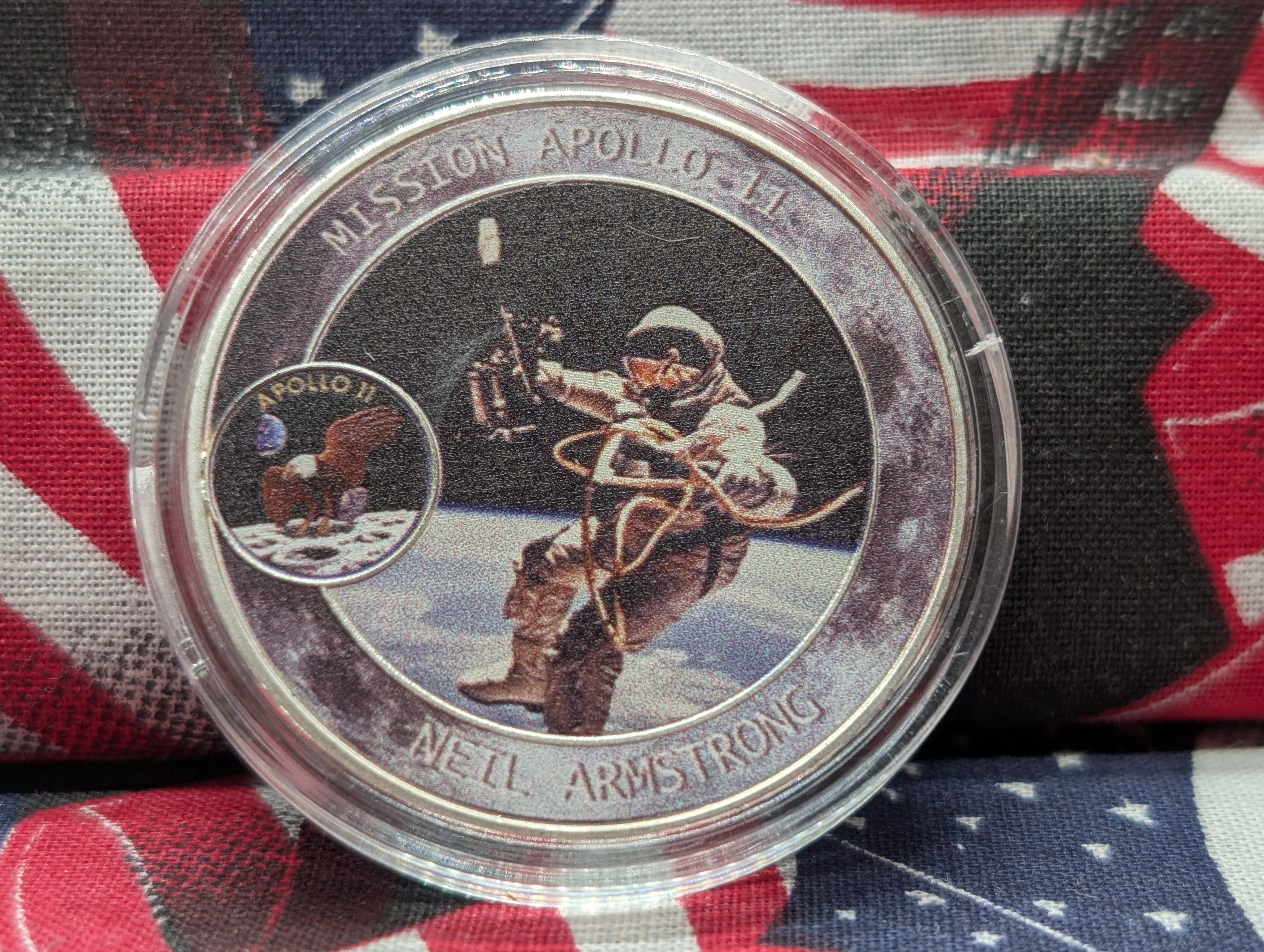2019 Colorized Clad Mission Apollo 11 (Neal Armstrong) Mercury Gemini, Token, BU