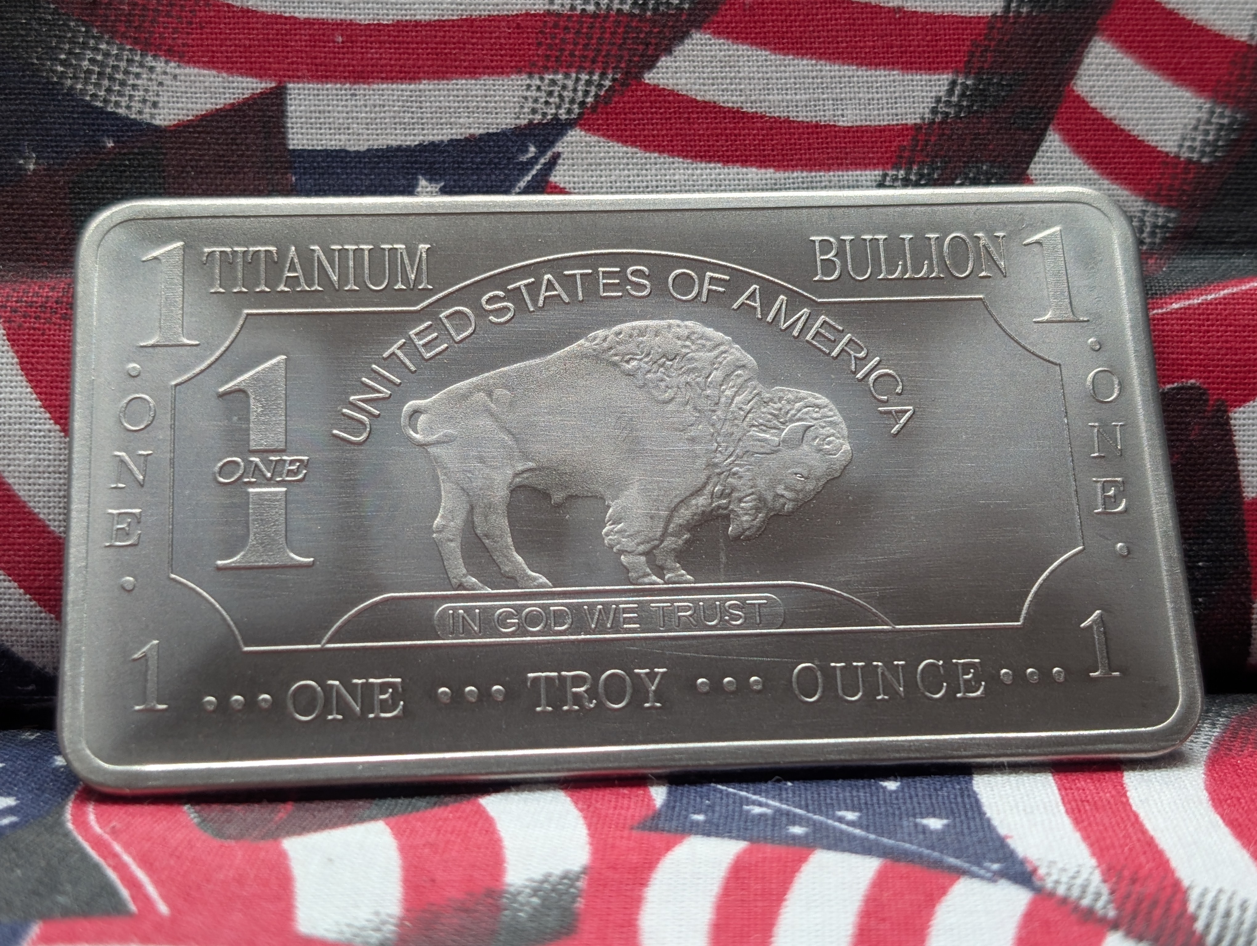 1 Ounce-.999 Pure Titanium, Buffalo Bar-BU, New