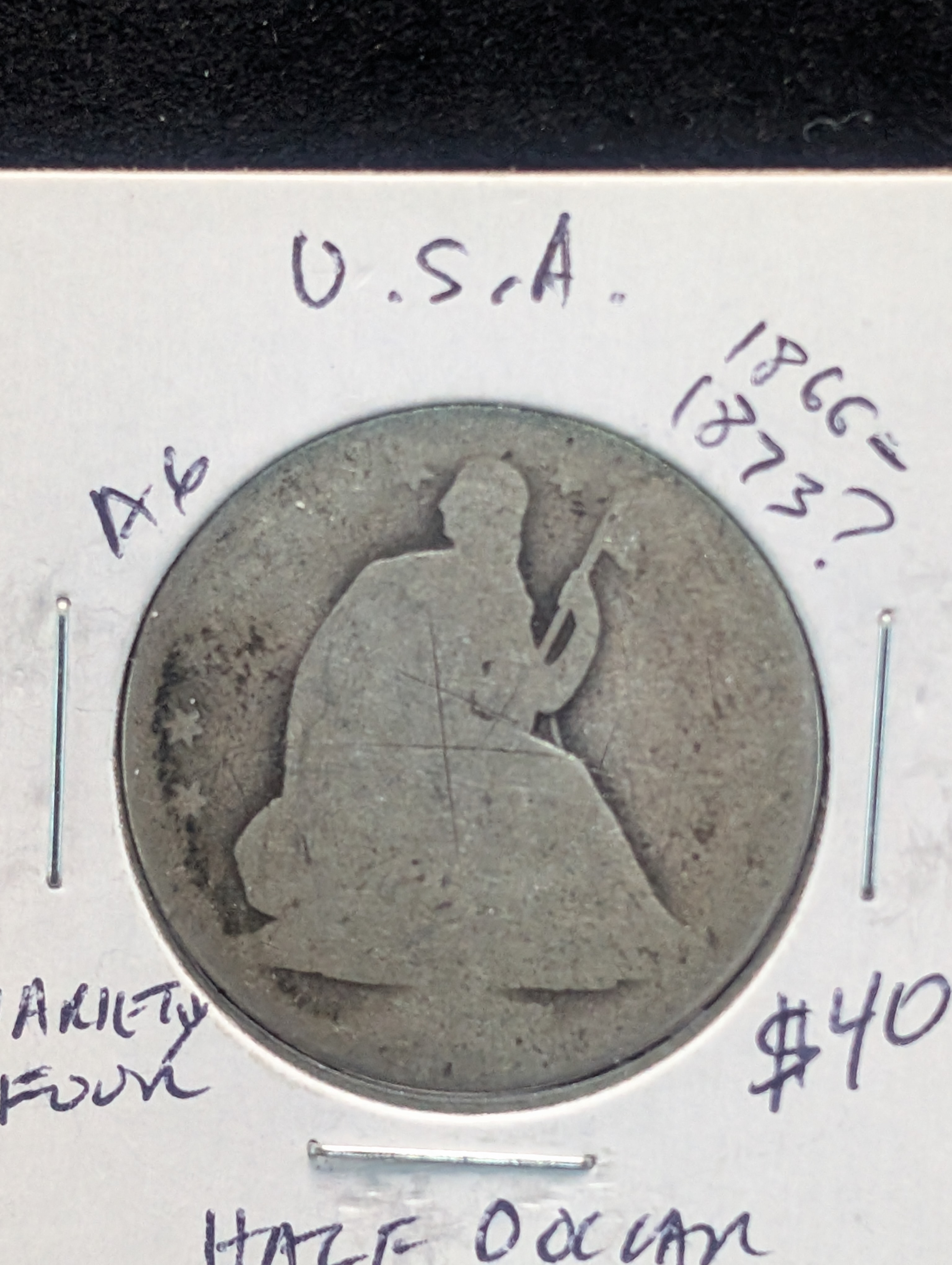 No Date Variety IV 90% Silver Seated Half Dollar