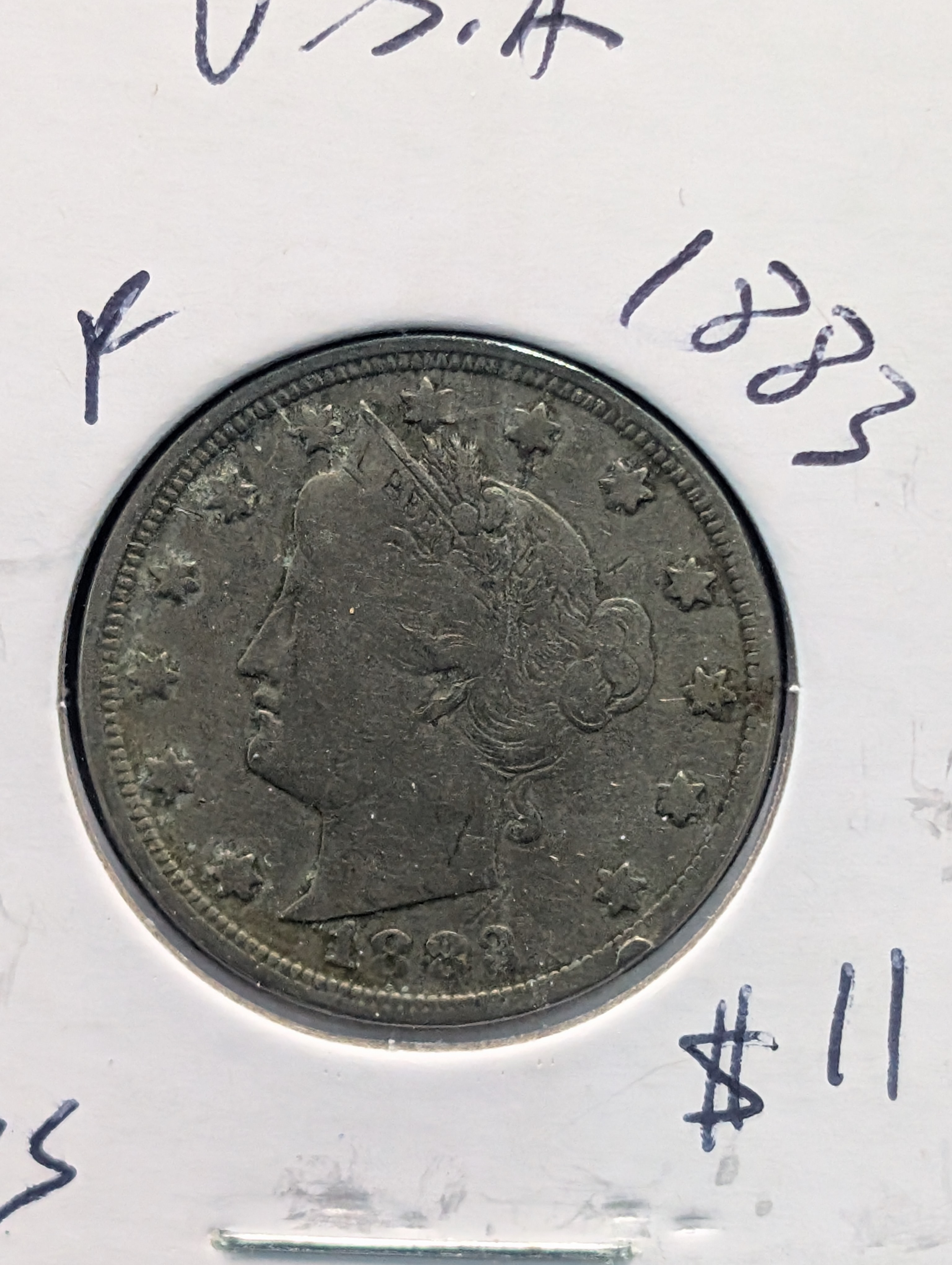1883 w/o Cents Liberty Head V Nickel - First Year! Racketeer Year!
