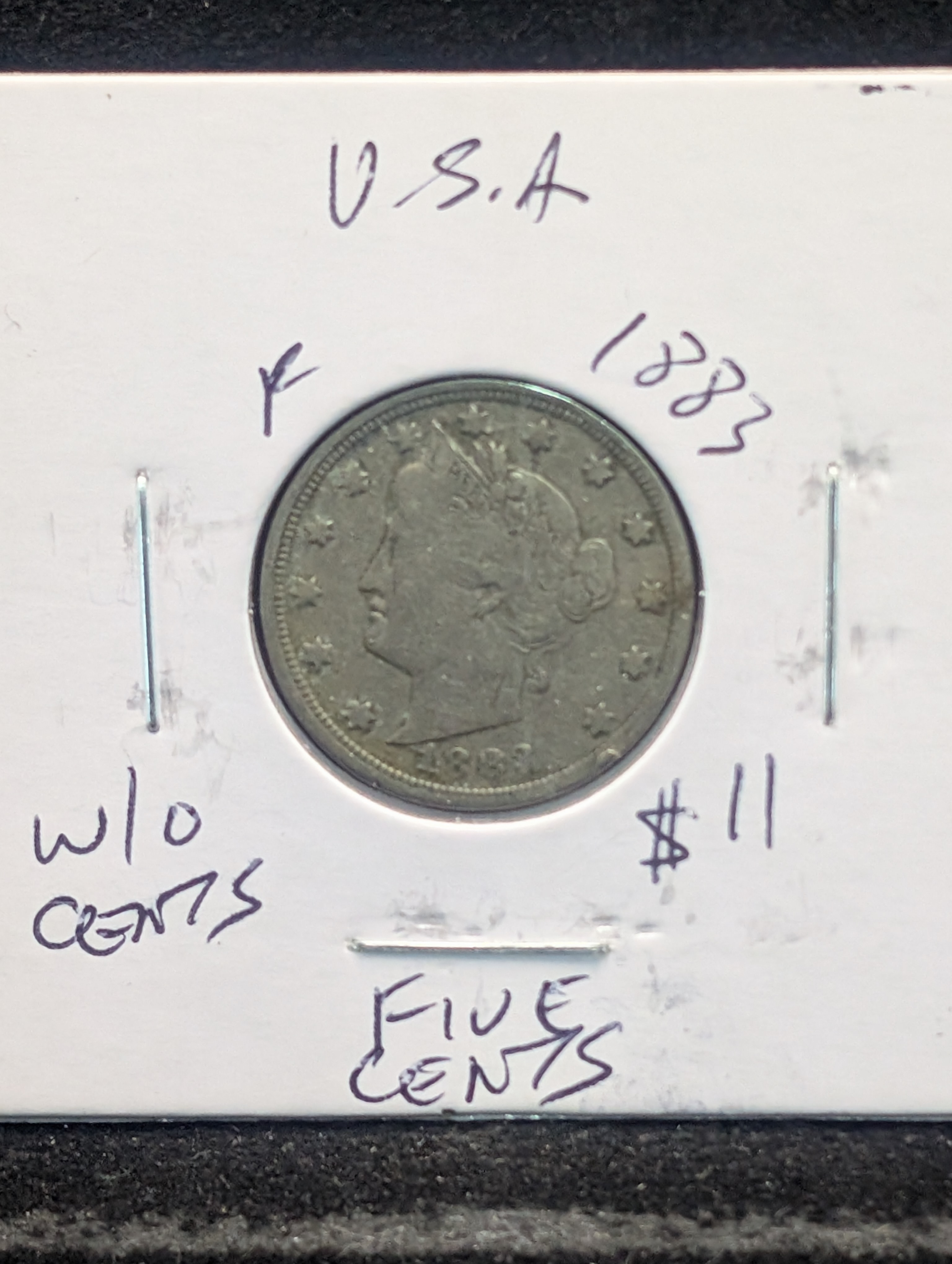 1883 w/o Cents Liberty Head V Nickel - First Year! Racketeer Year!