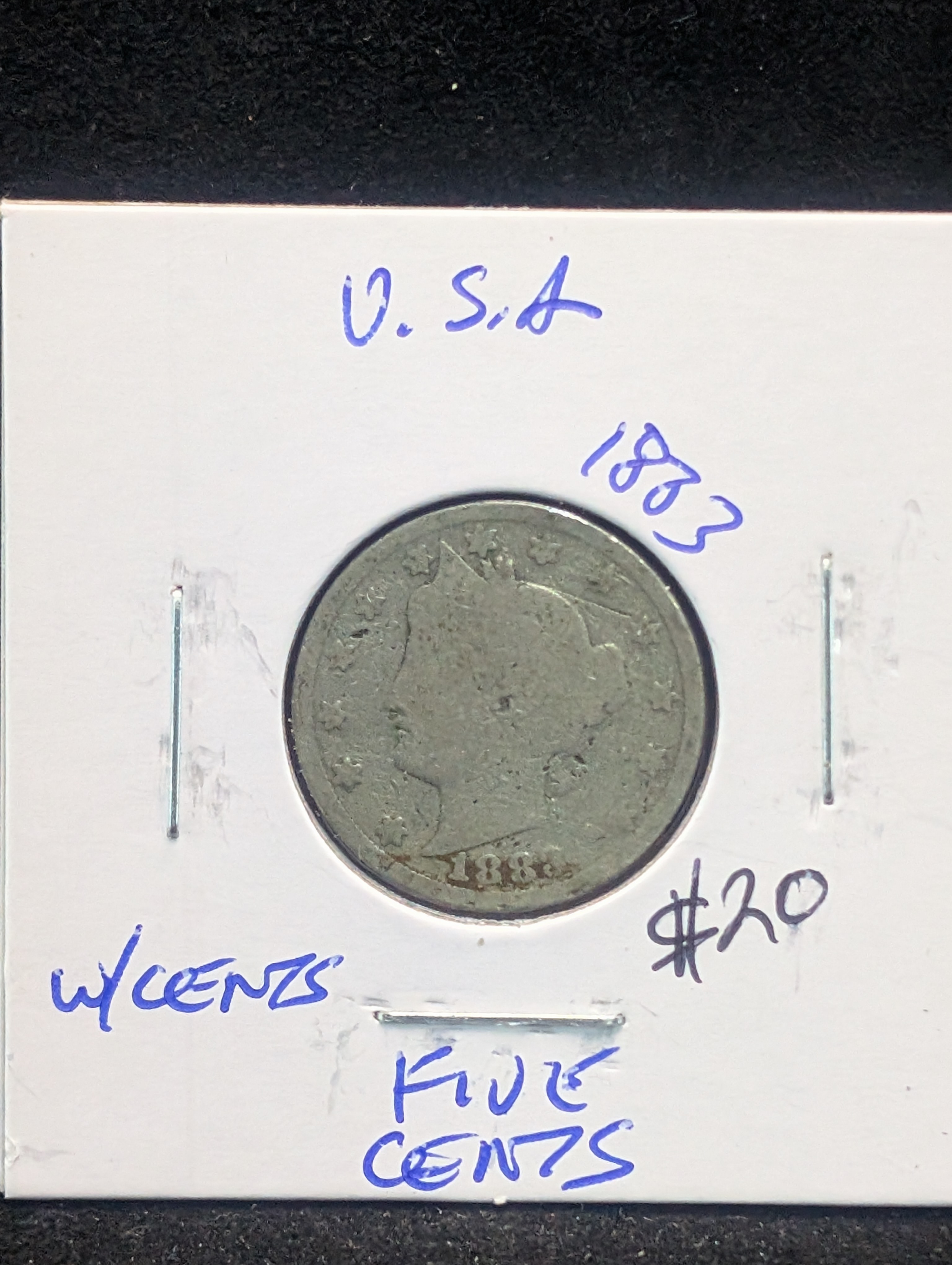 1883 w/Cents Liberty Head V Nickel - First Year! - Better Date!