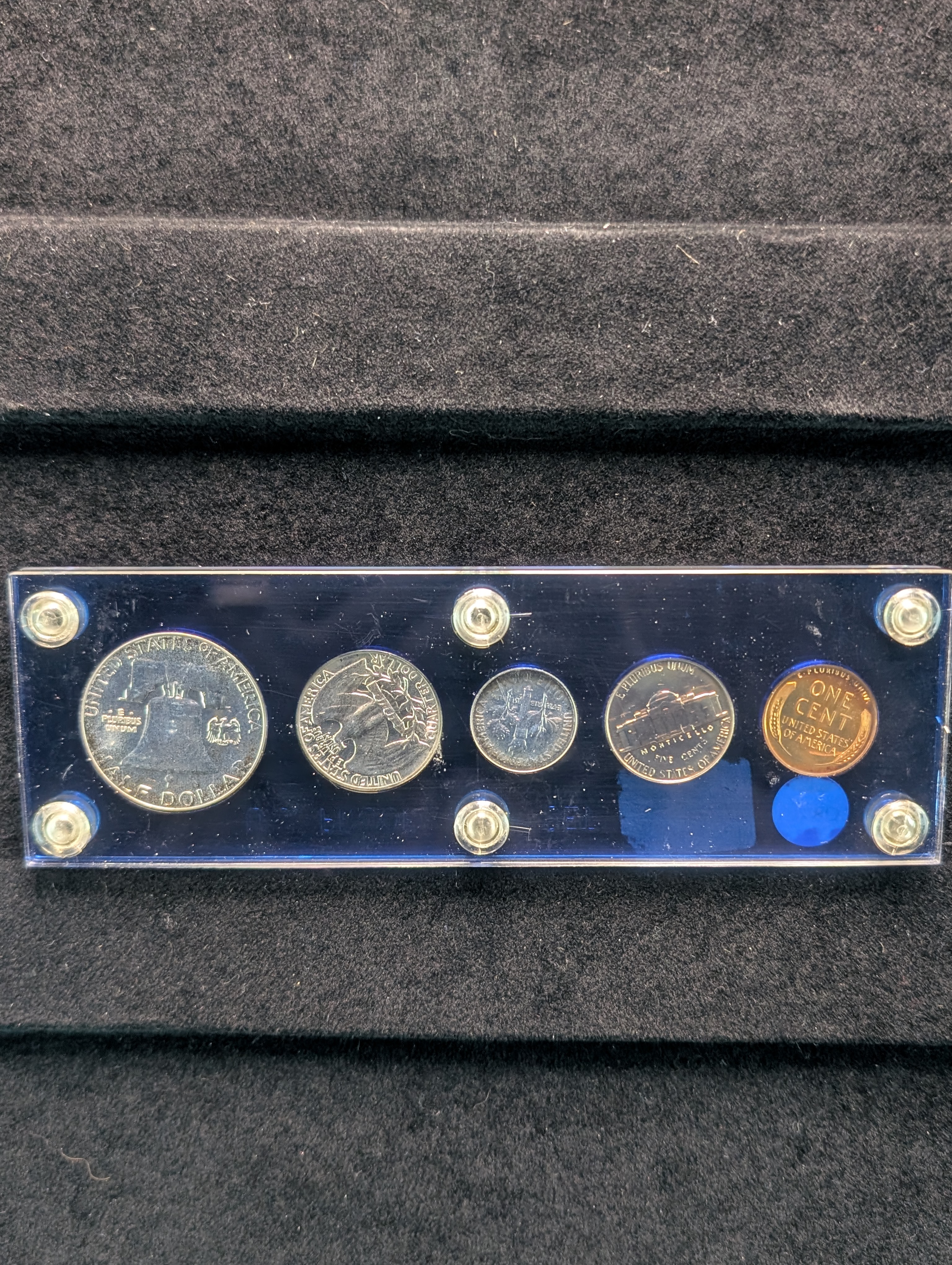 1957 U.S. Coin Year Set - Includes Three 90% Silver Coins, Franklin Half, Washington Quarter & Roosevelt Dime!