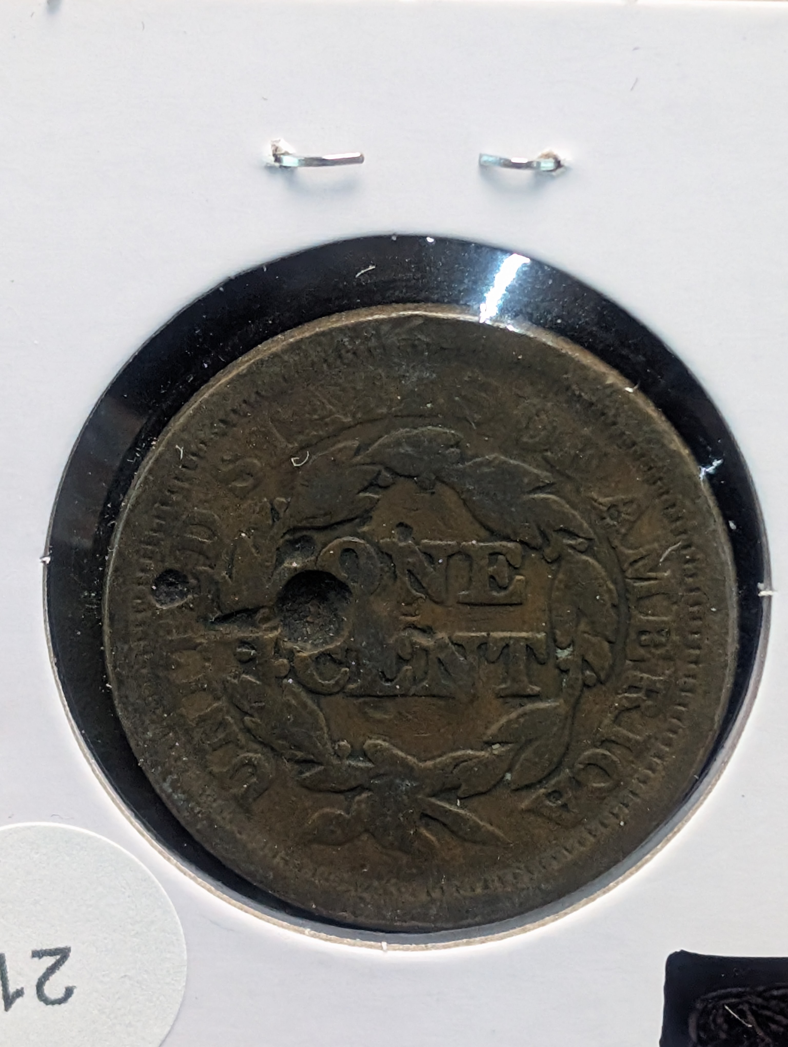 1852 Braided Hair Large Cent - 174 Years Old! Environmentally Damaged