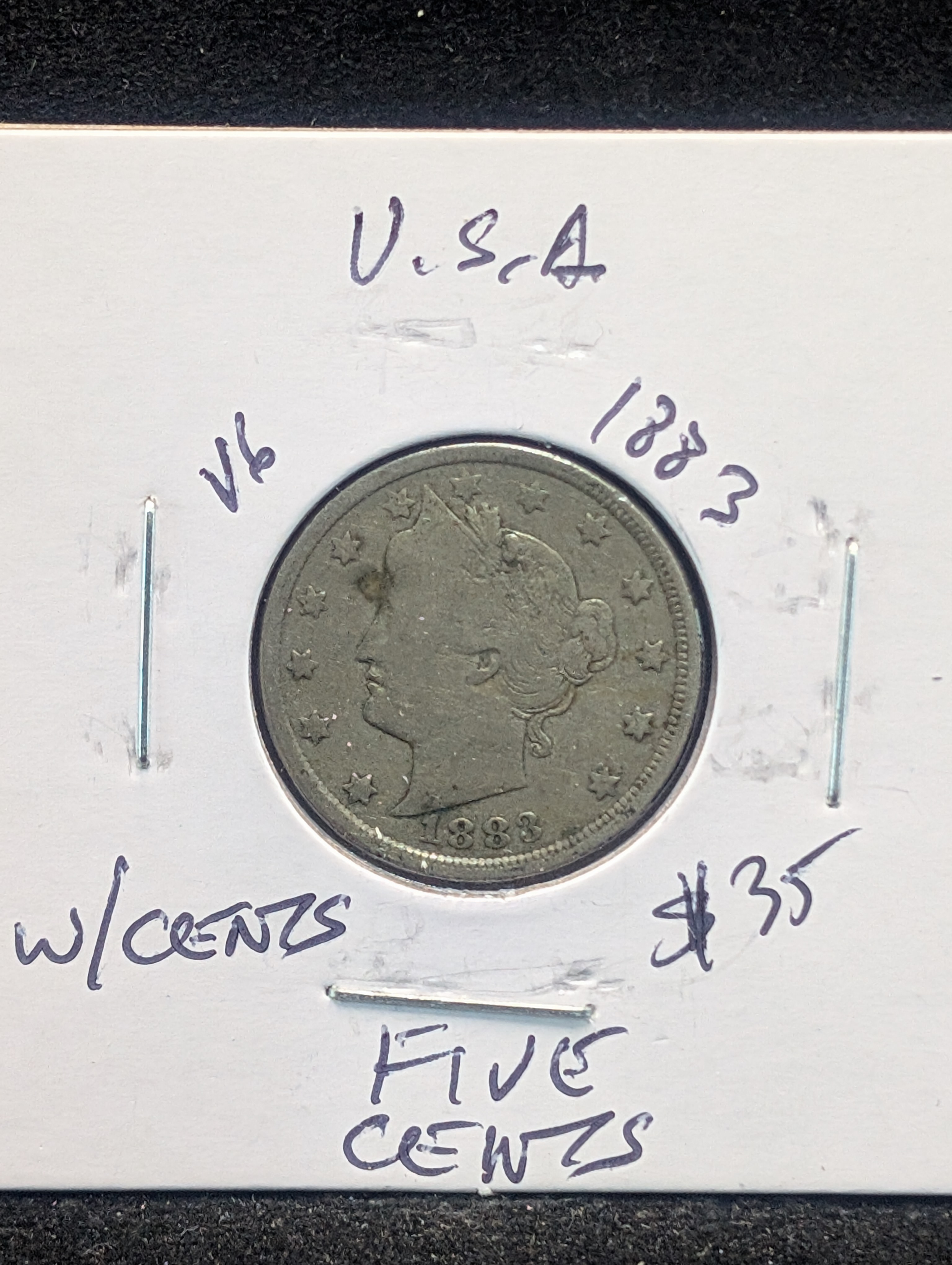 1883 w/Cents Liberty Head V Nickel - First Year! - Better Date