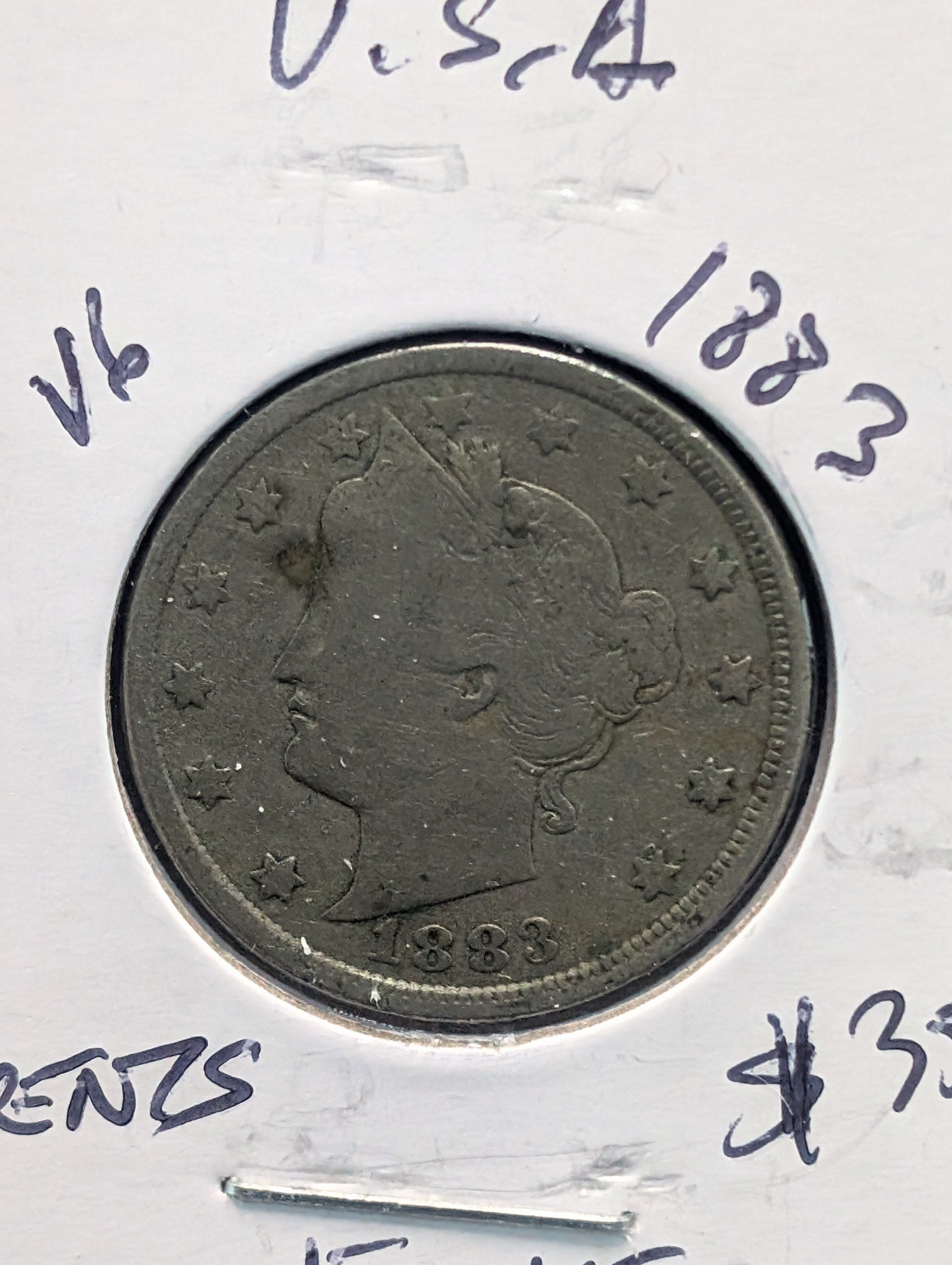1883 w/Cents Liberty Head V Nickel - First Year! - Better Date