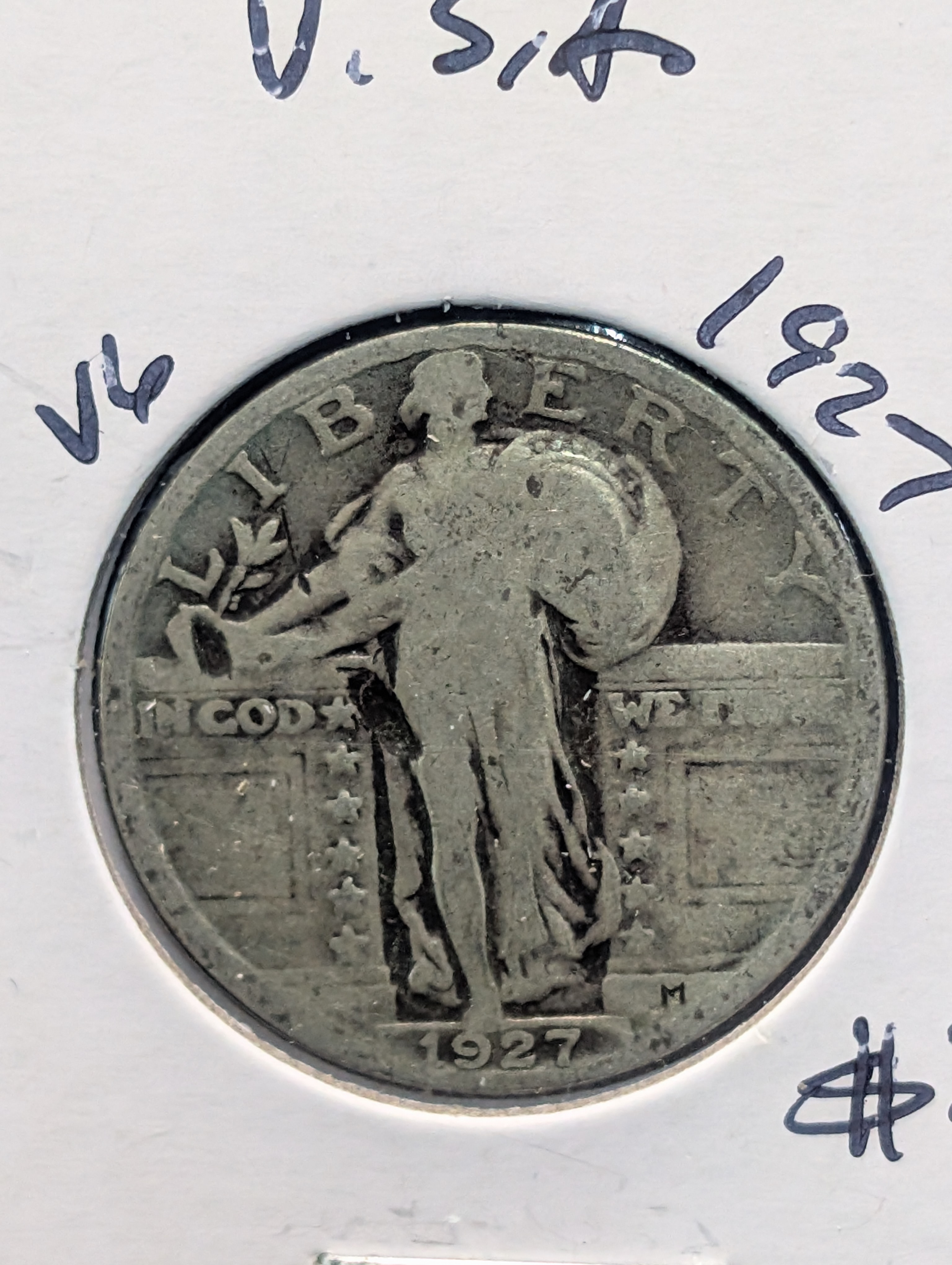1927 90% Silver Standing Liberty Quarter - 99 Years Old!