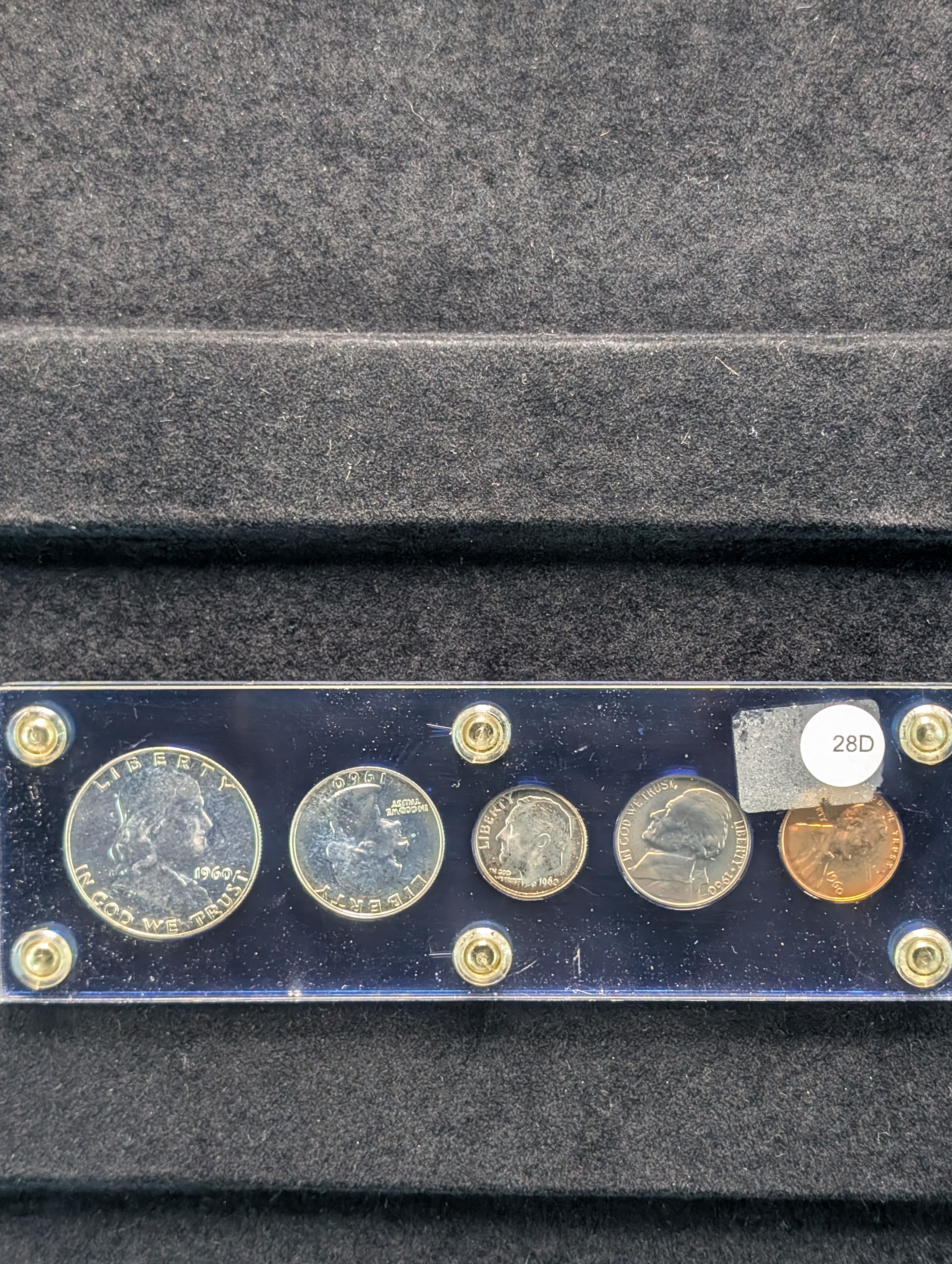 1960 U.S. Coin Year Set - Includes Three 90% Silver Coins, Franklin Half Dollar, Washington Quarter & Roosevelt Dime!
