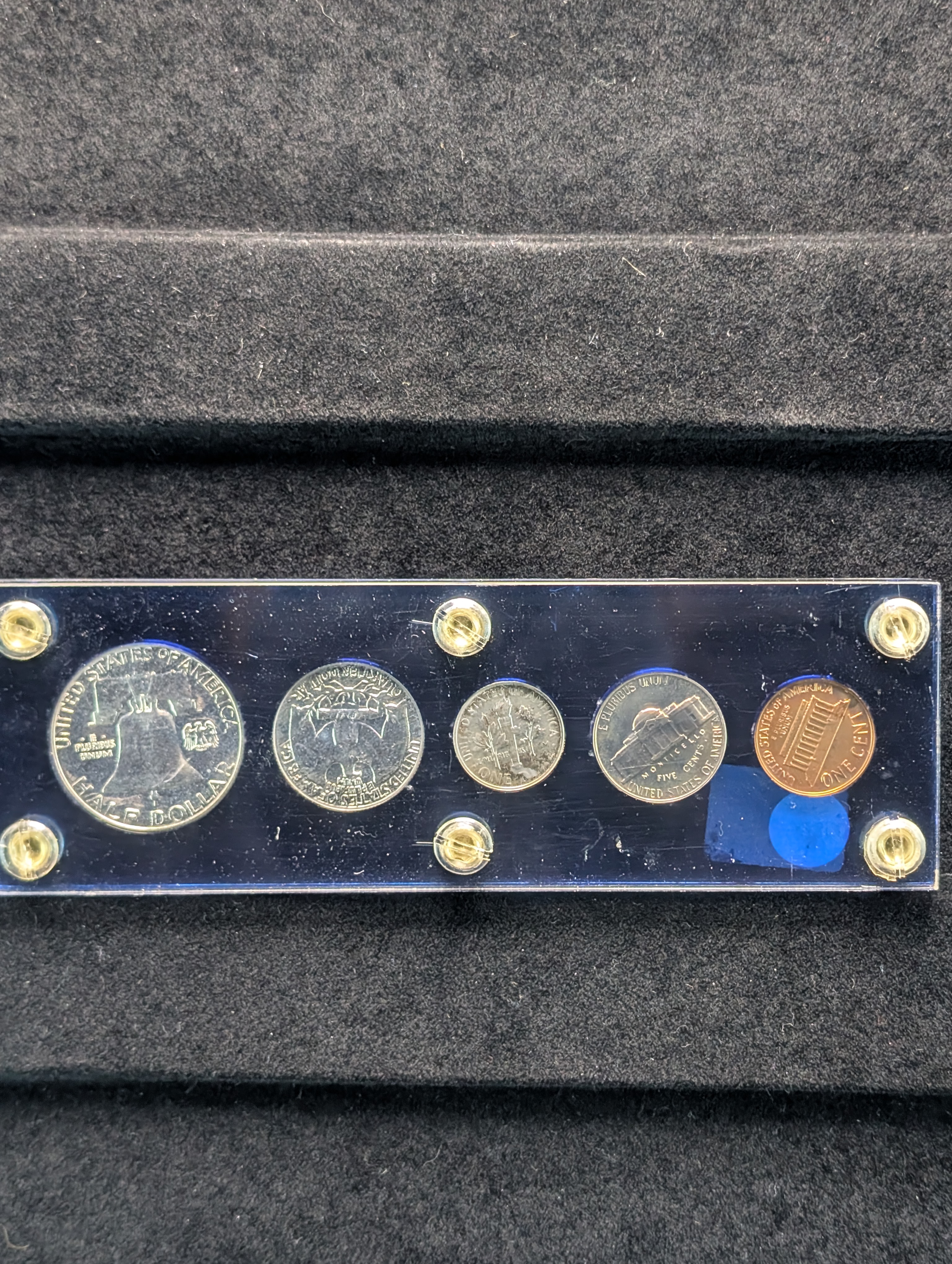 1960 U.S. Coin Year Set - Includes Three 90% Silver Coins, Franklin Half Dollar, Washington Quarter & Roosevelt Dime!
