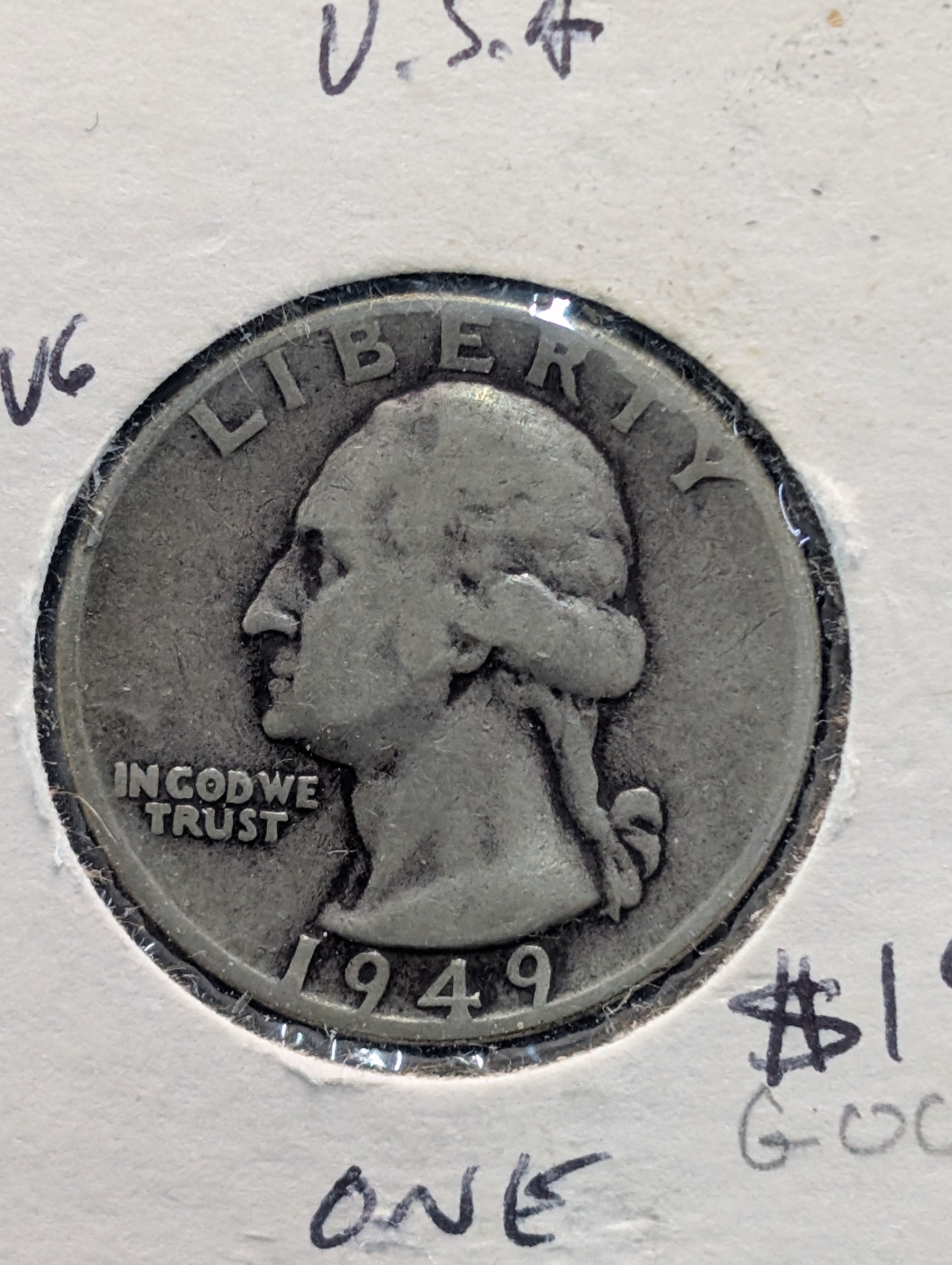 1949-P 90% Silver Washington Quarter