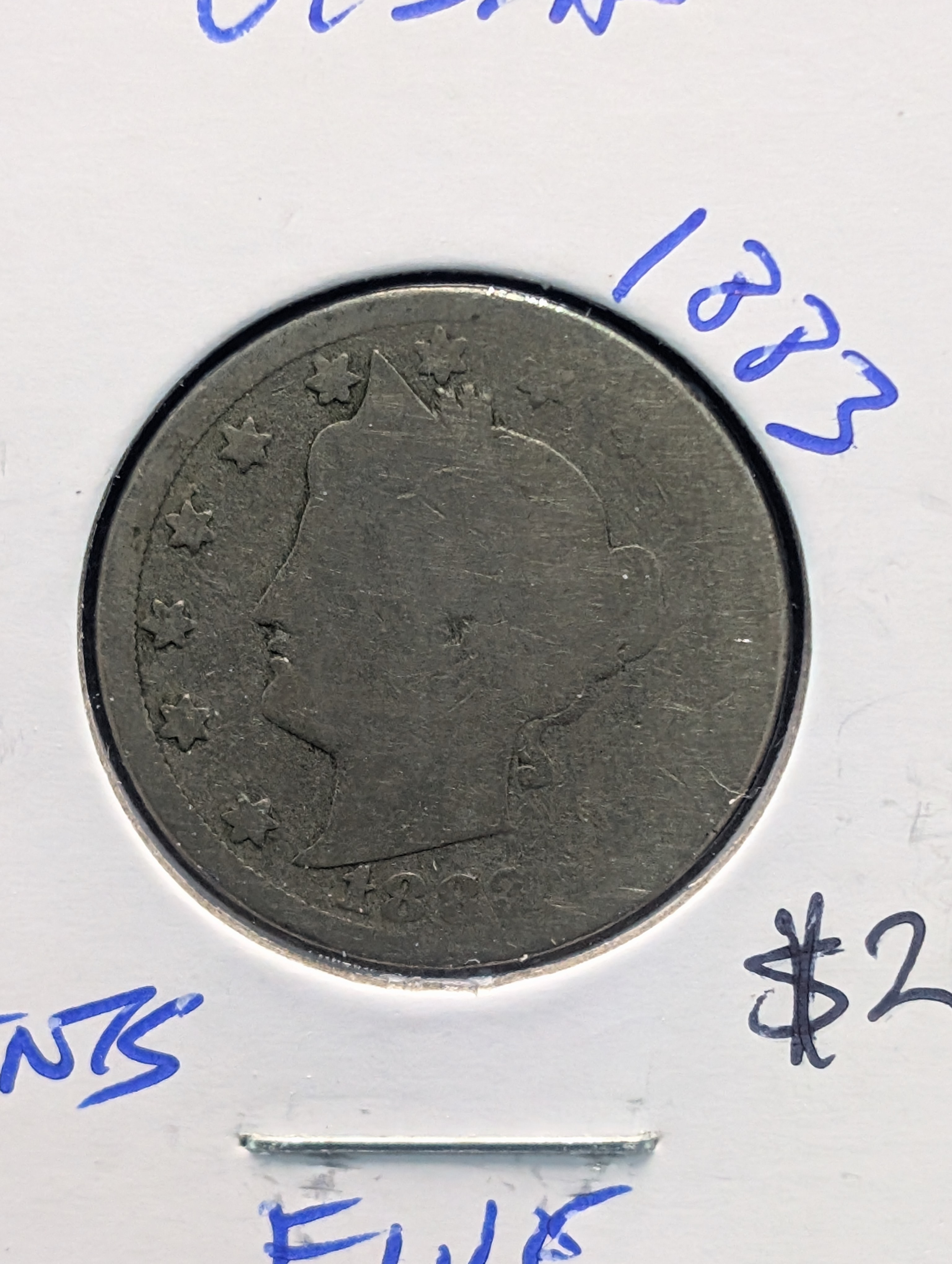 1883 w/Cents Liberty Head V Nickel - First Year! - Better Date!