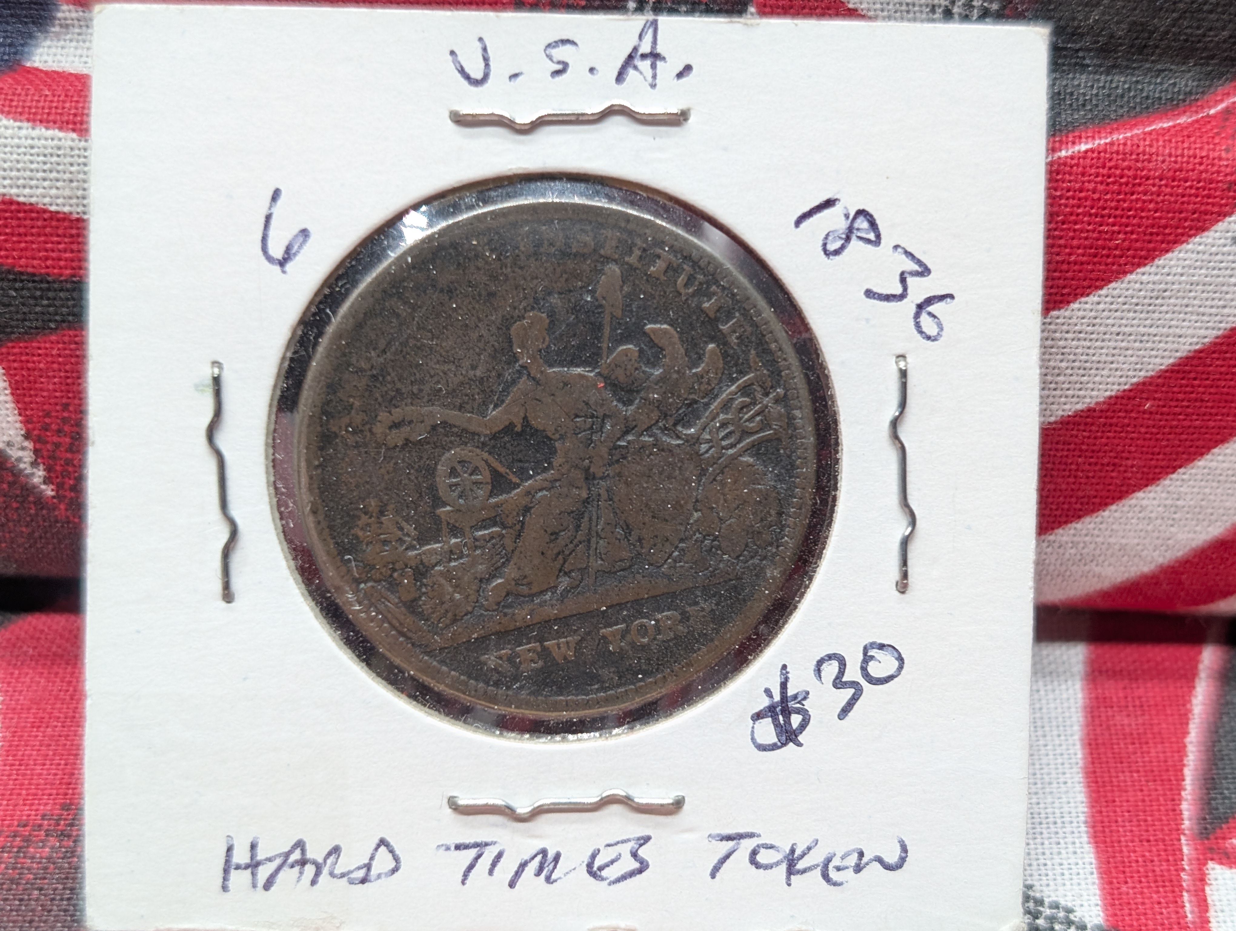 1836 Hard Times Token - New York!
