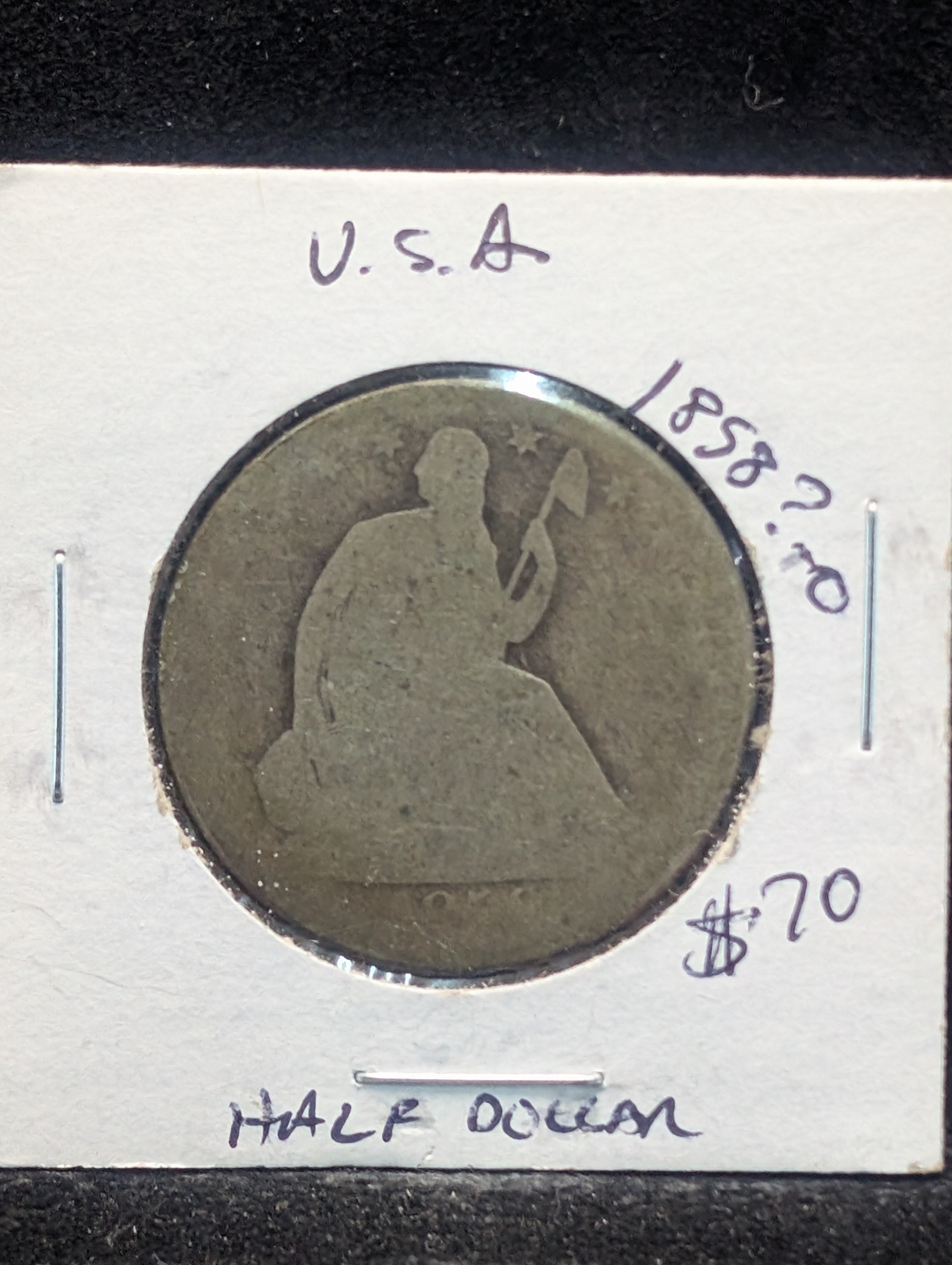 1858-O Variety I - 90% Silver Seated Liberty Half Dollar