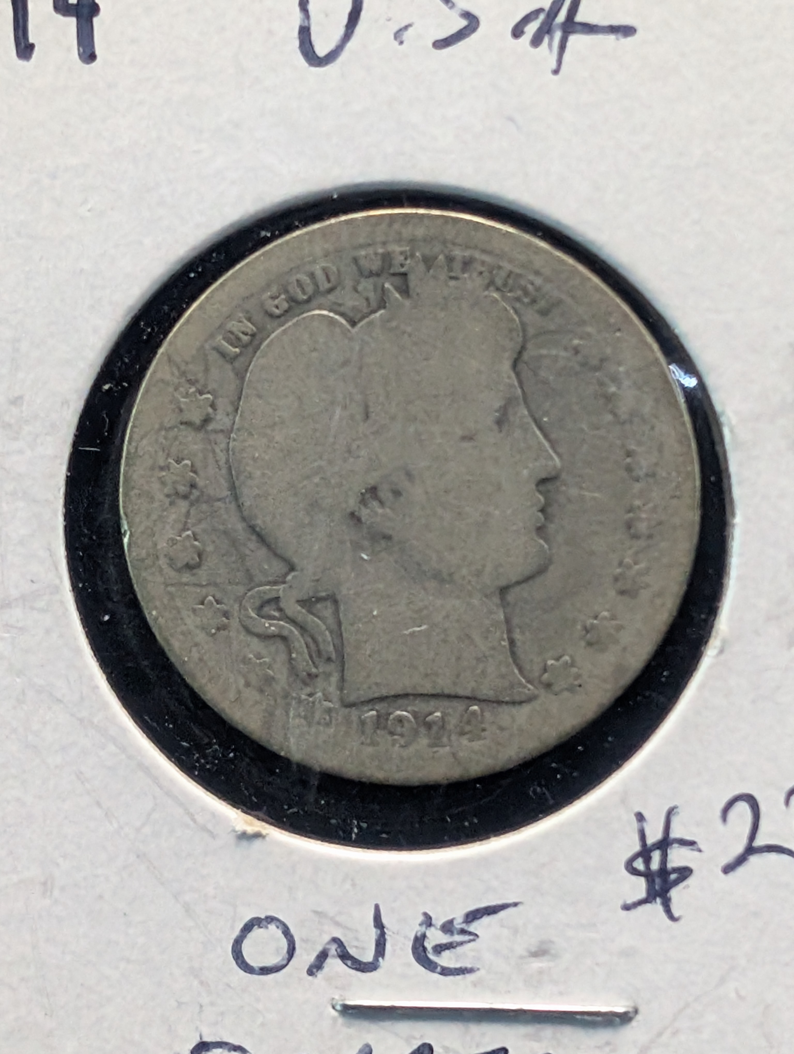 1914 90% Silver Barber Quarter - 112 Years Old!