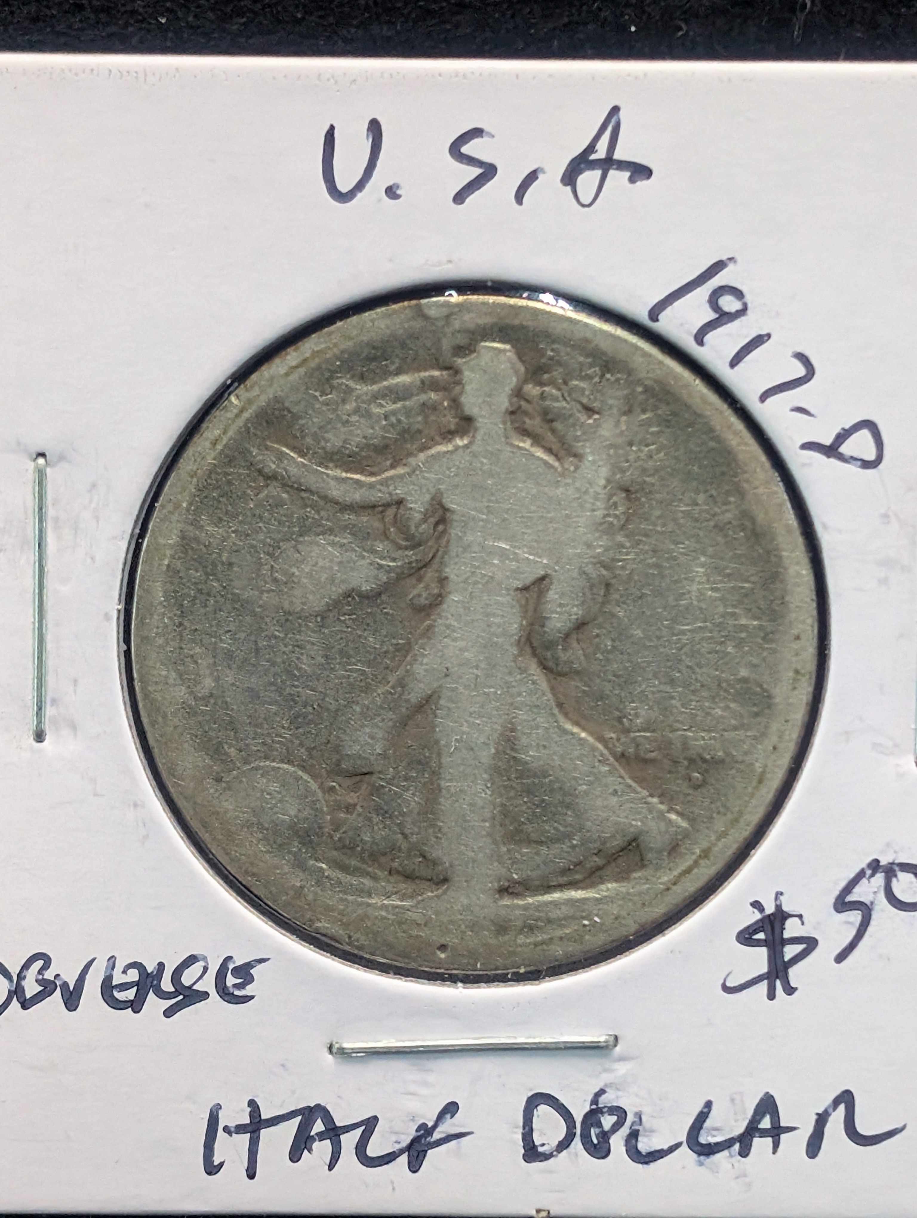 1917-D 90% Silver Walking Liberty Half Dollar - Obverse Mint Mark!