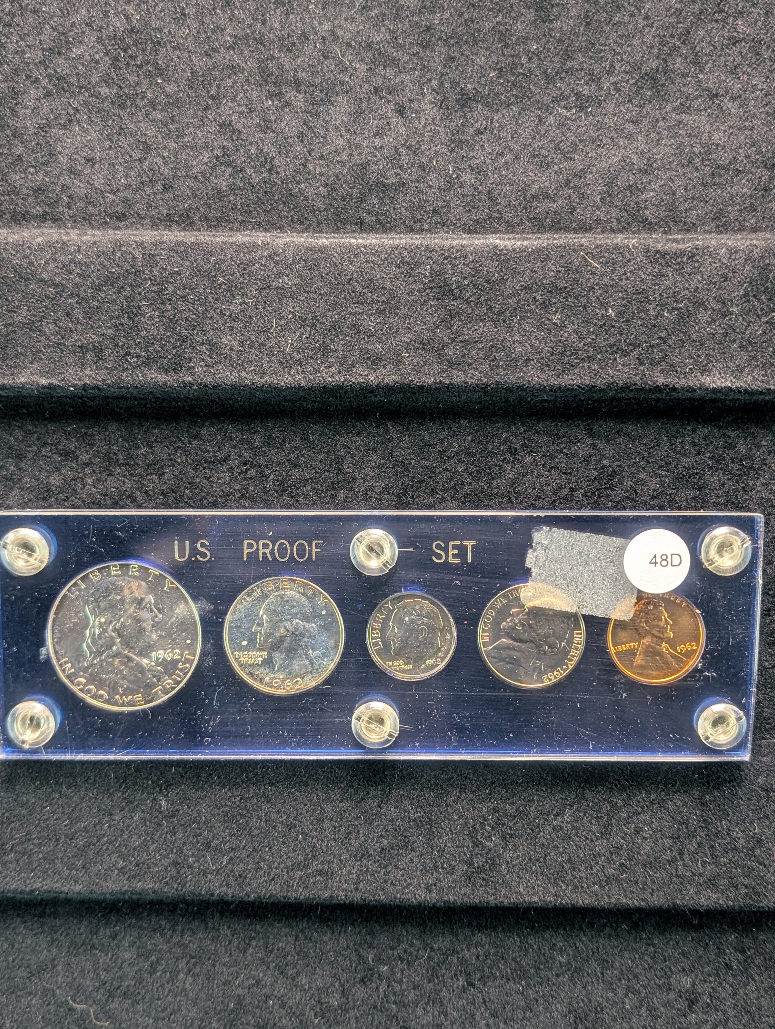 1962 U.S. Coin Year Set - Includes Three 90% Silver Coins, Franklin Half, Washington Quarter & Roosevelt Dime!