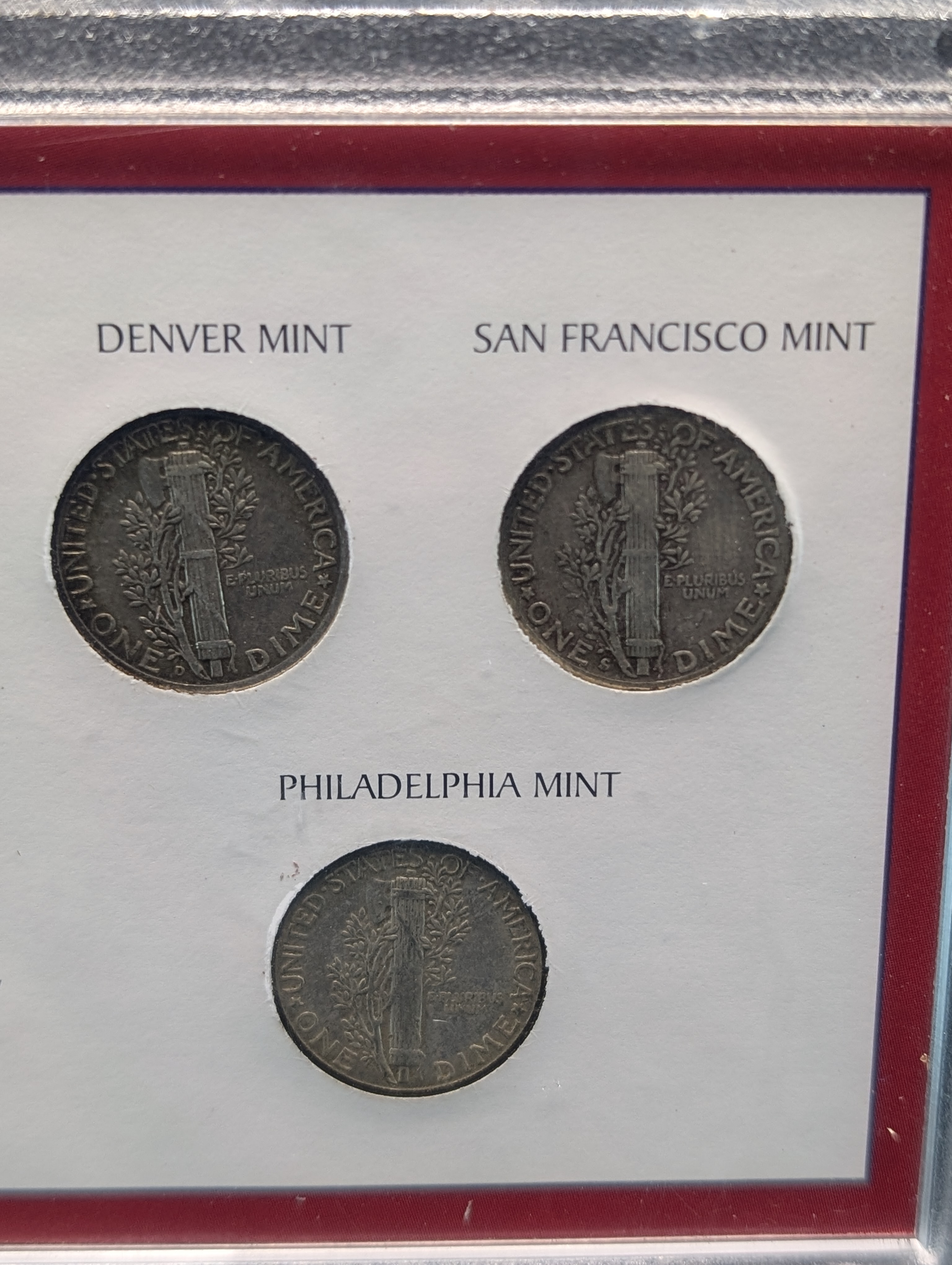 (3) 90% Silver Mercury Dimes - 1944-P, 1944-D, & 1942-S - All Three Mint Marks!