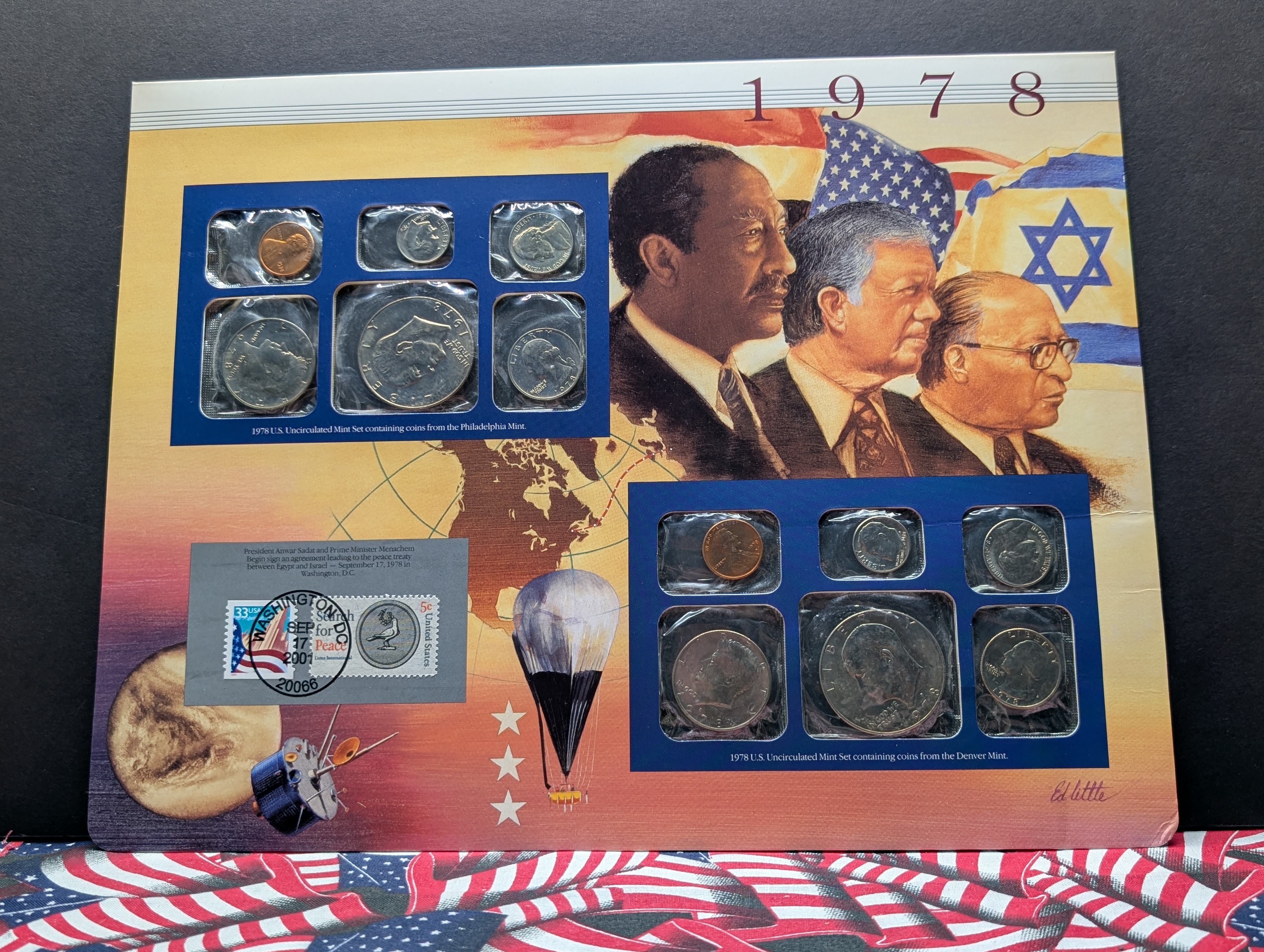 1978 P & D Uncirculated U.S. Postal Commemorative Society Coin & Stamp Panel