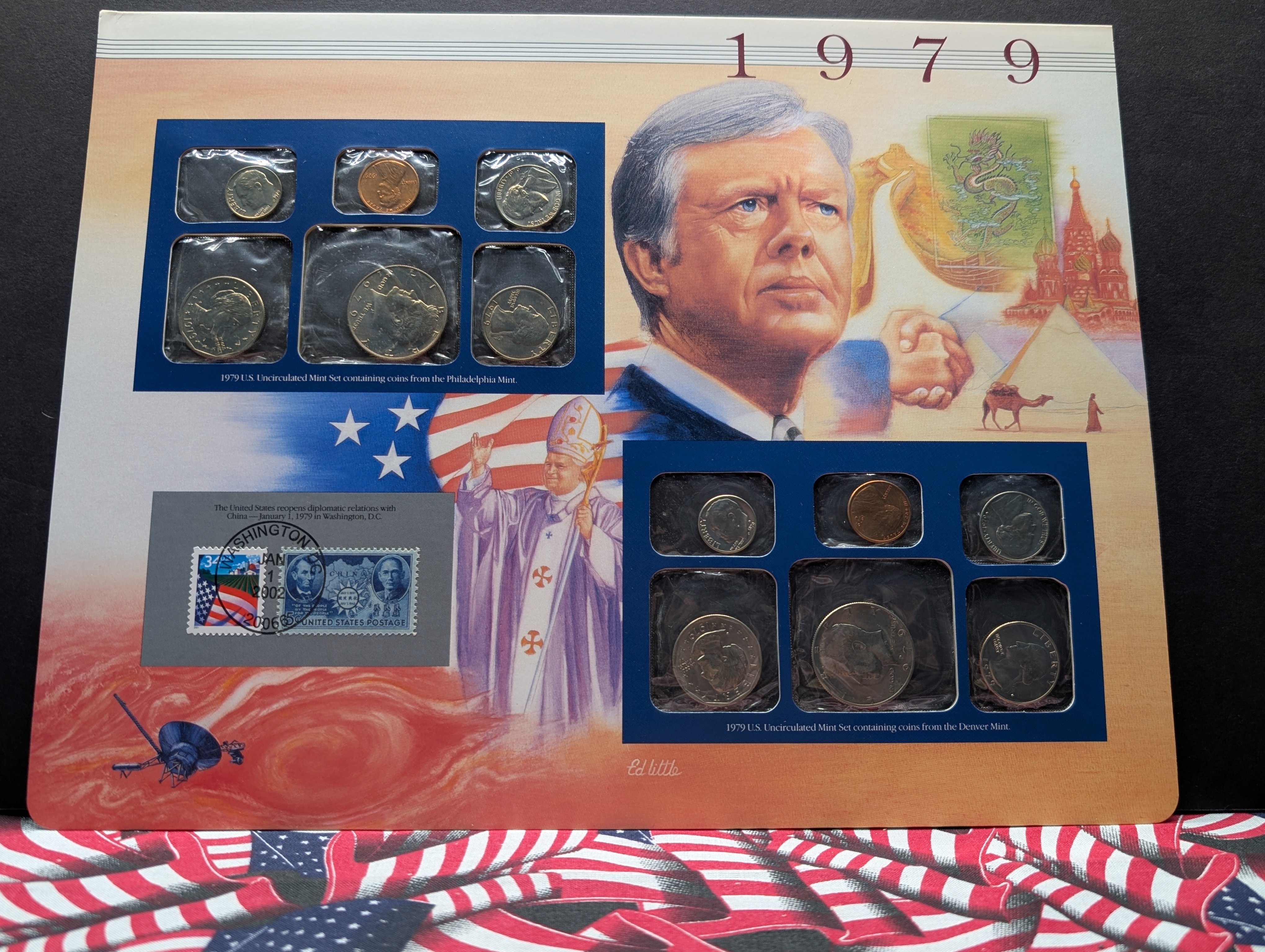 1979 P & D Uncirculated U.S. Postal Commemorative Society Coin & Stamp Panel