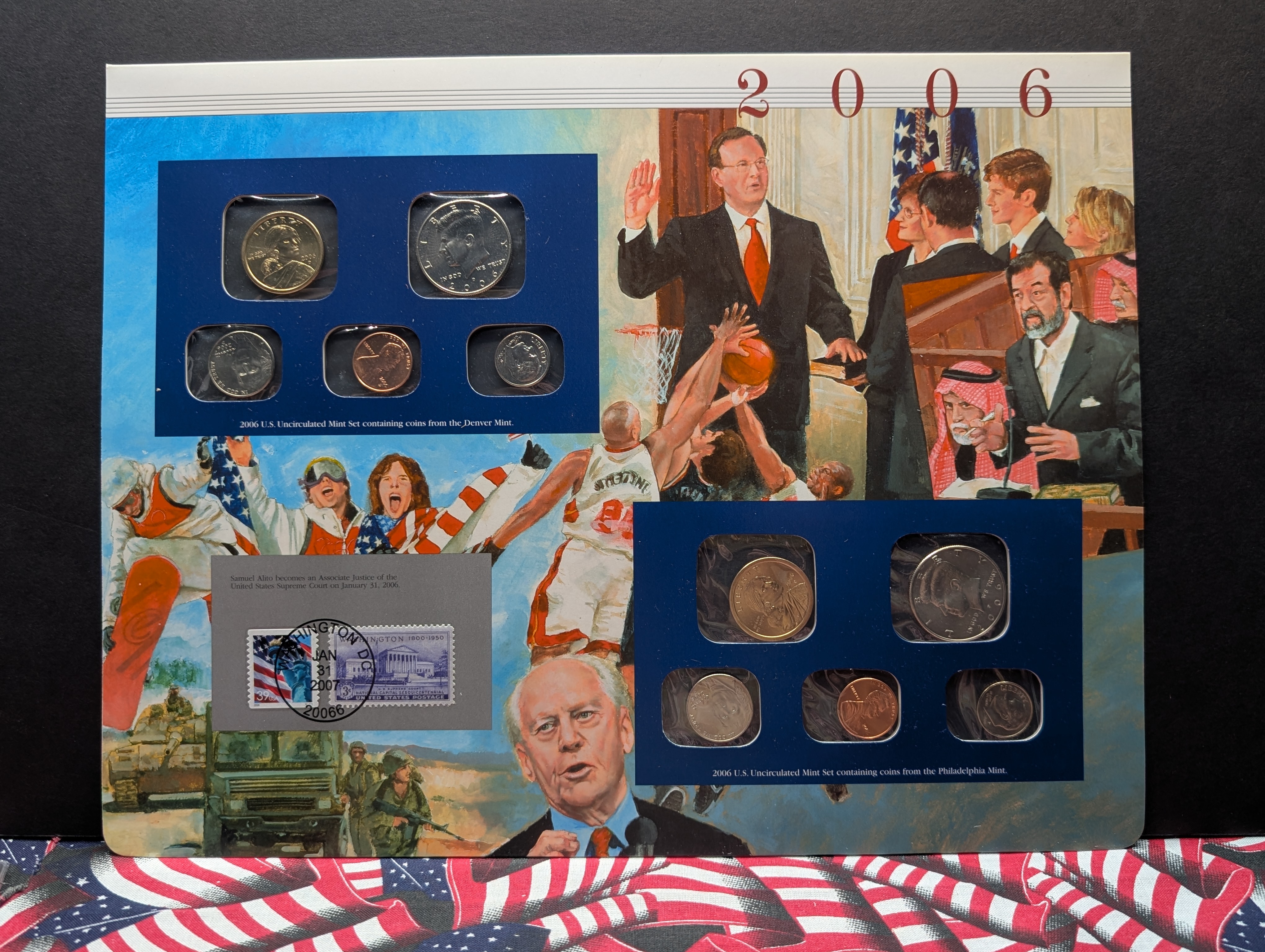 Partial 2006 P & D Uncirculated U.S. Postal Commemorative Society Coin & Stamp Panel "No Quarters"
