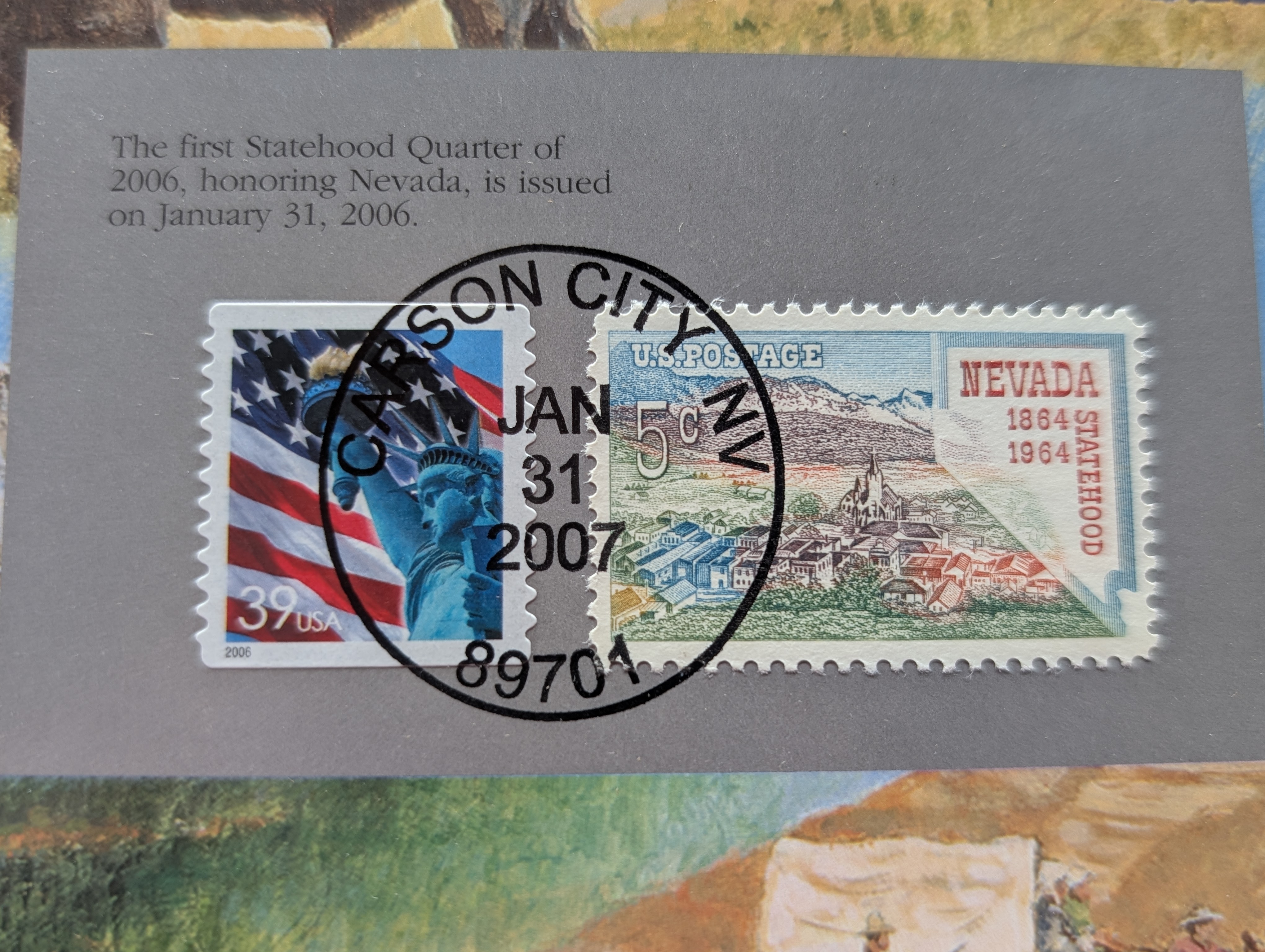 2006 P & D Uncirculated U.S. State Quarters "ONLY" Postal Commemorative Society Coin & Stamp Panel