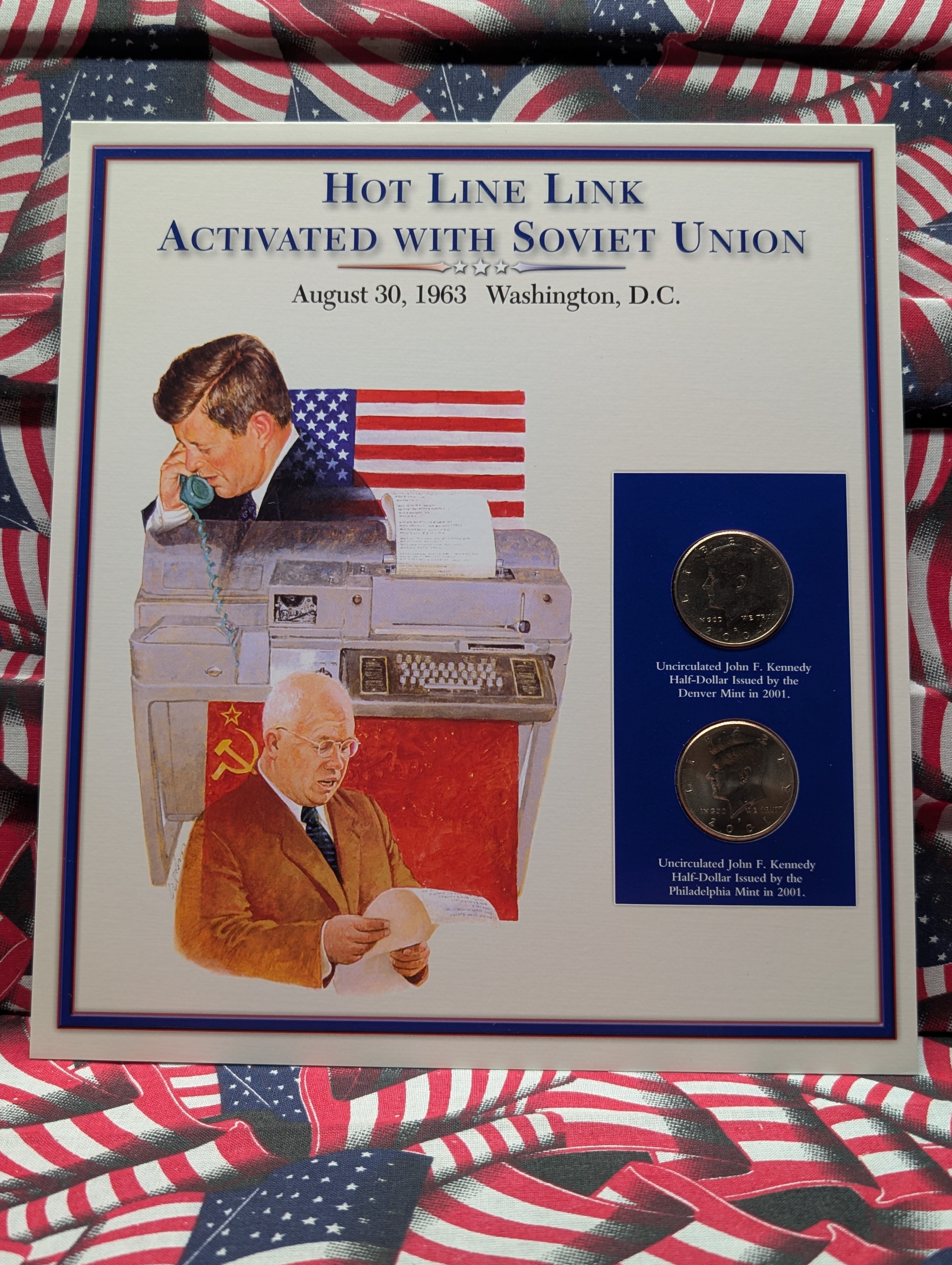 2001 P & D Uncirculated Kennedy Half Dollars Collectible Set By The Postal Commemorative Society