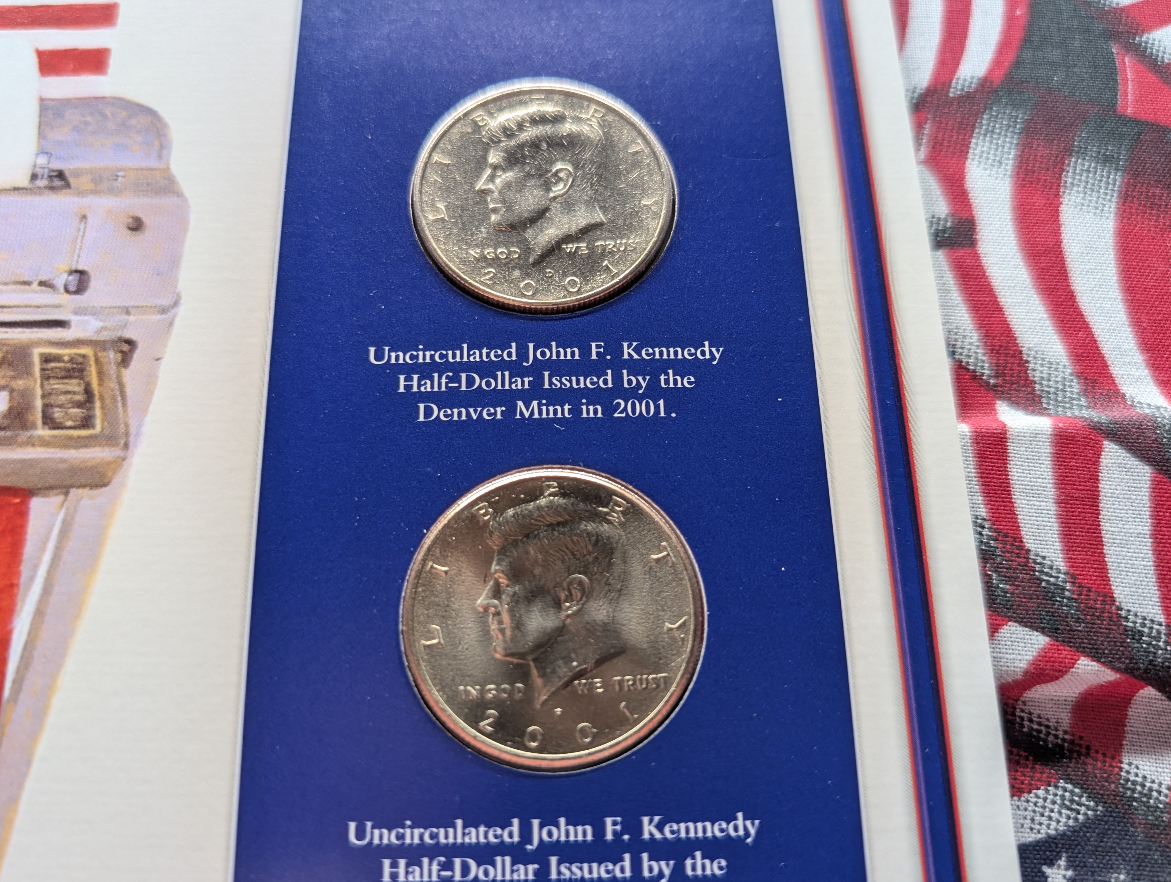 2001 P & D Uncirculated Kennedy Half Dollars Collectible Set By The Postal Commemorative Society