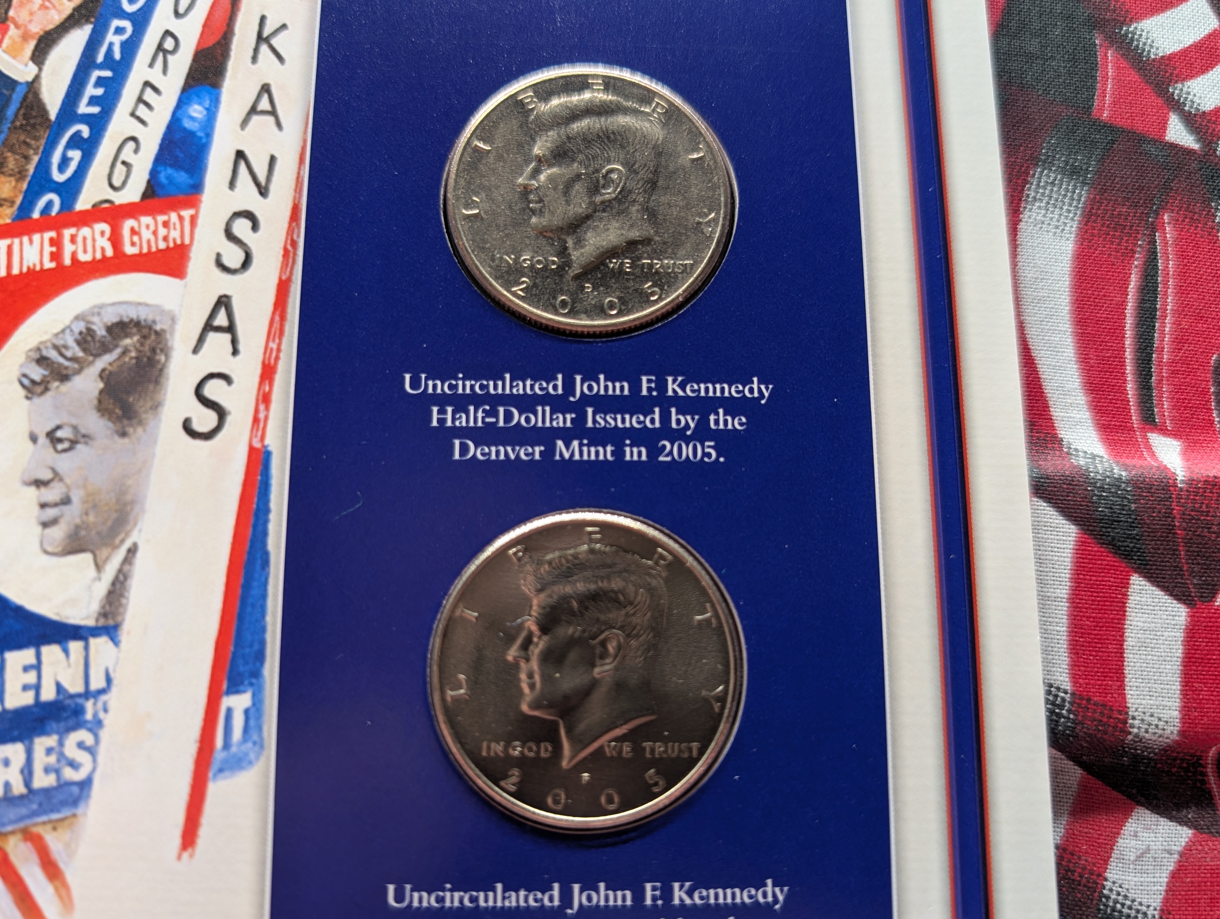 2005 P & D Kennedy Half Dollars Collectible Set By The Postal Commemorative Society