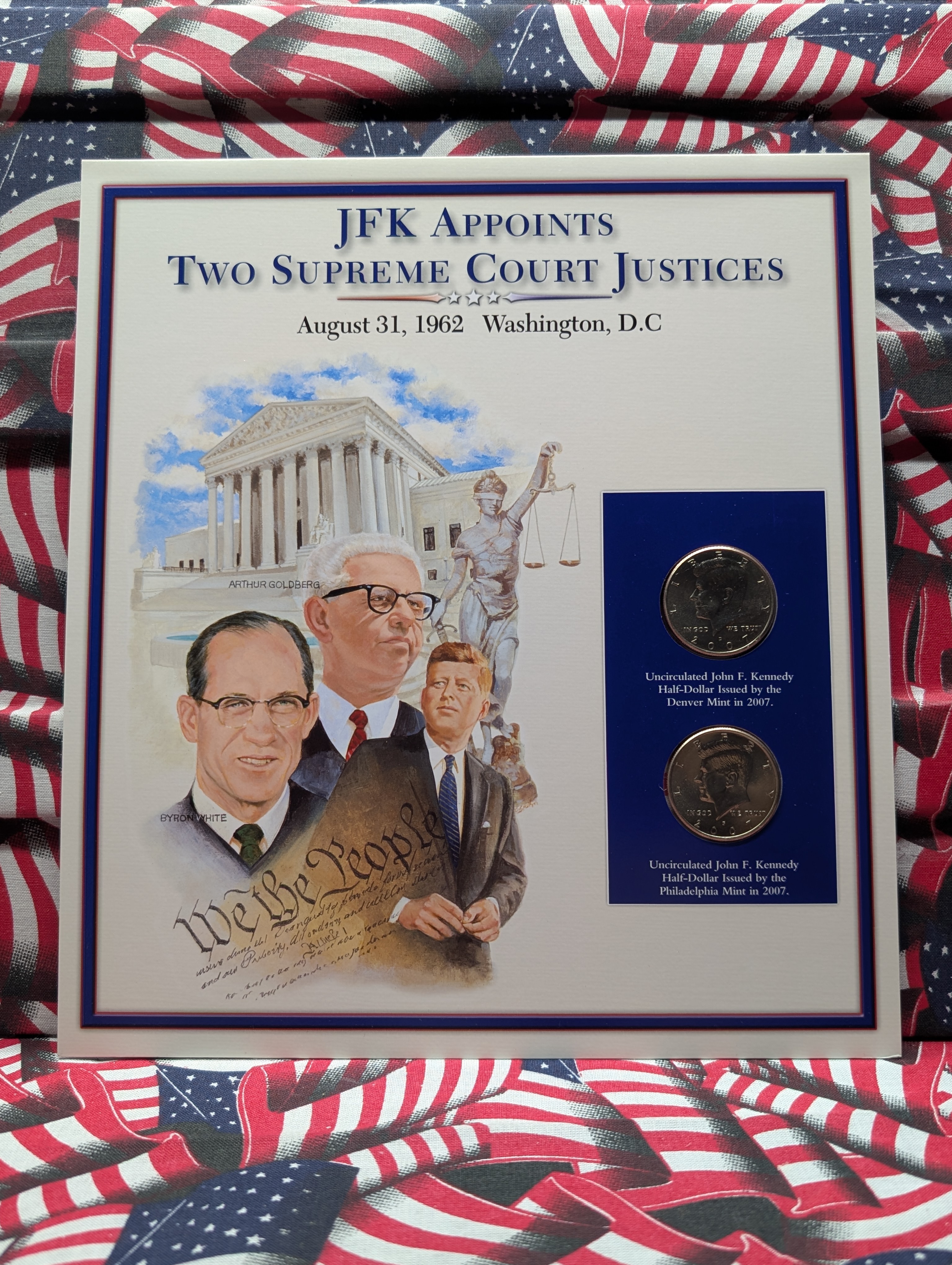 2007 P & D Kennedy Half Dollars Collectible Set By The Postal Commemorative Society