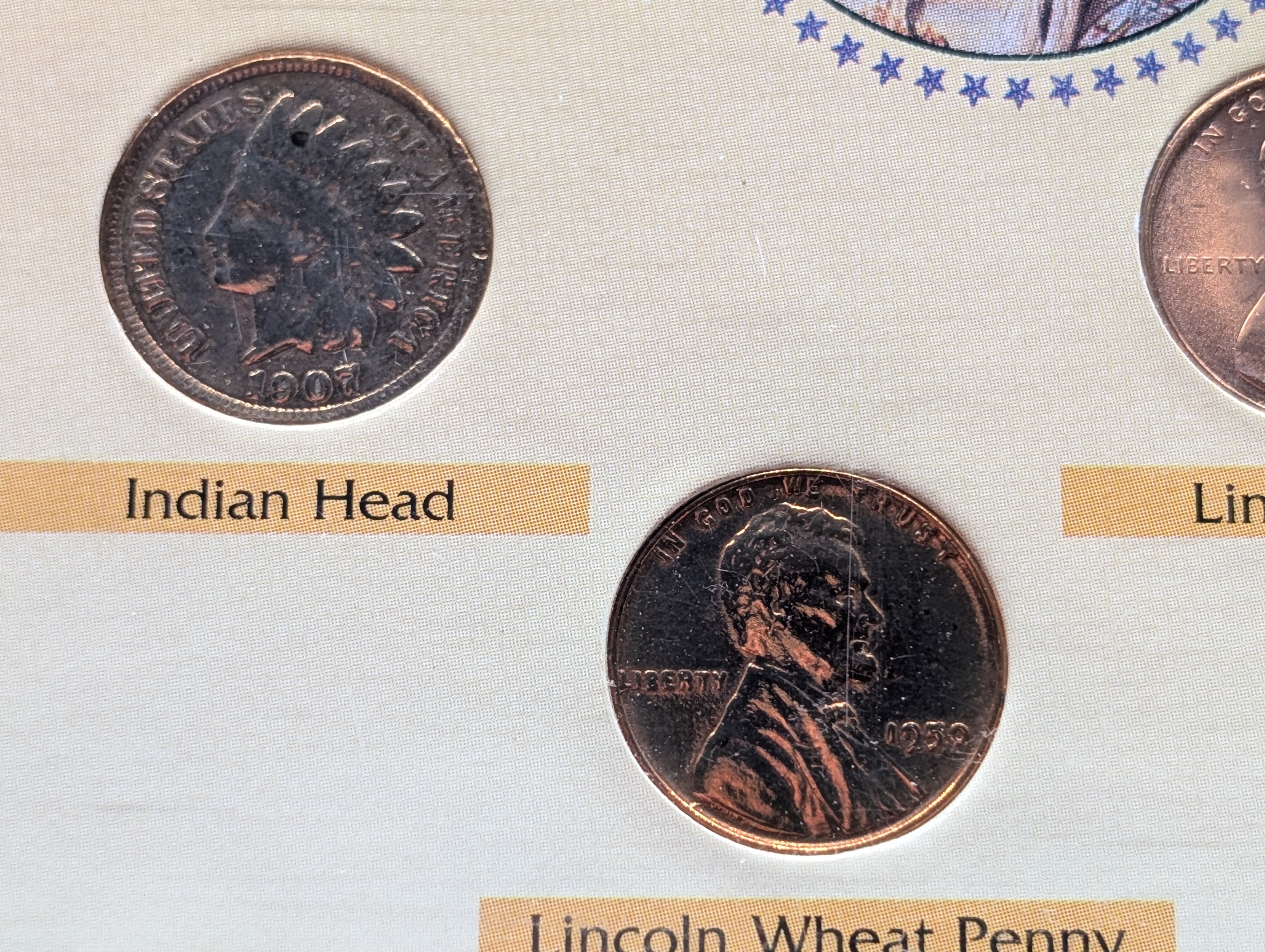 Historical One Cent Collection - Includes a Indian Head Cent, Steel Lincoln Wheat Cent, Copper Wheat Cent & Memorial Cent & Zinc Cent