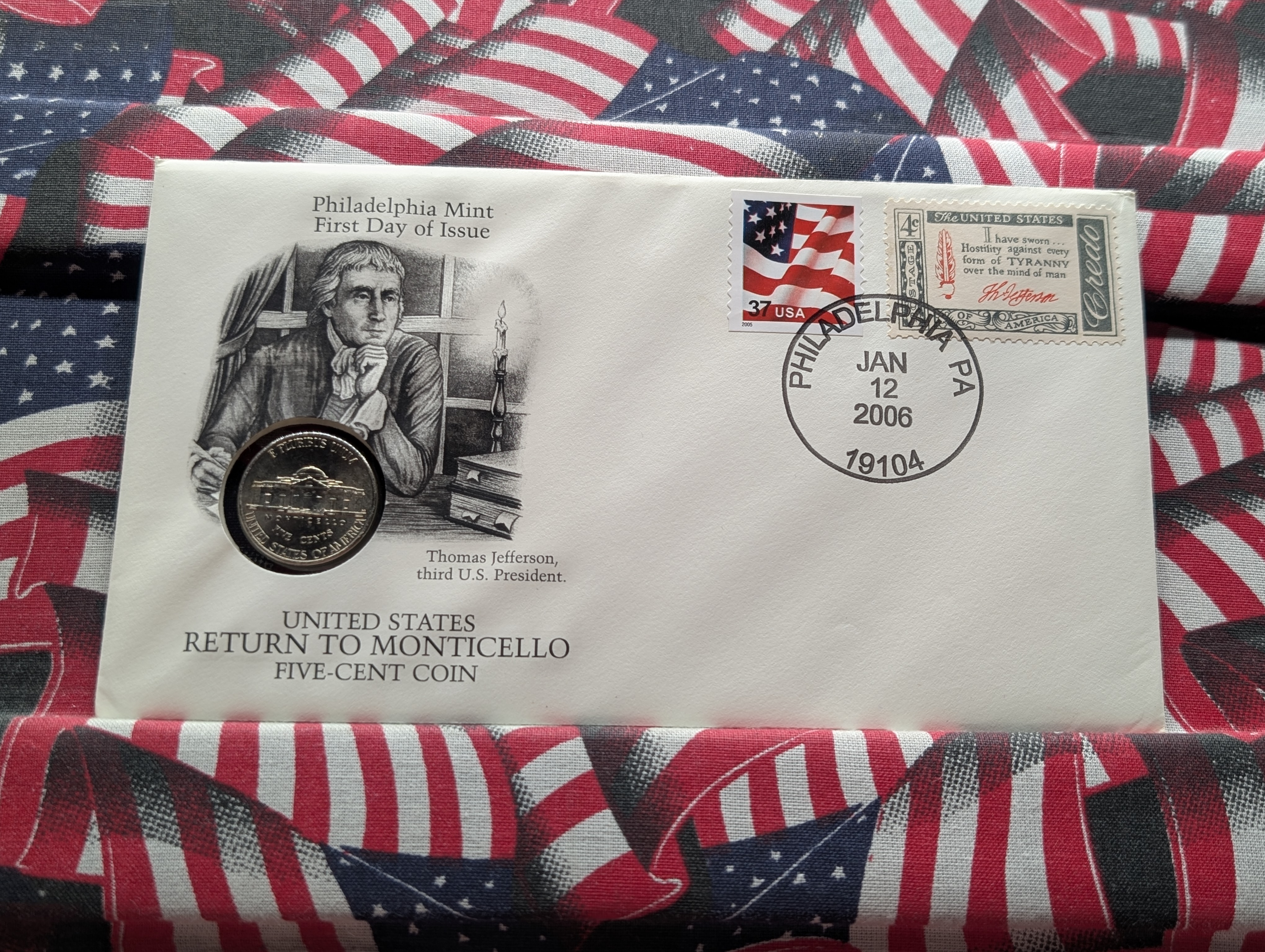 2006-P Jefferson Nickel With First Day Cachet