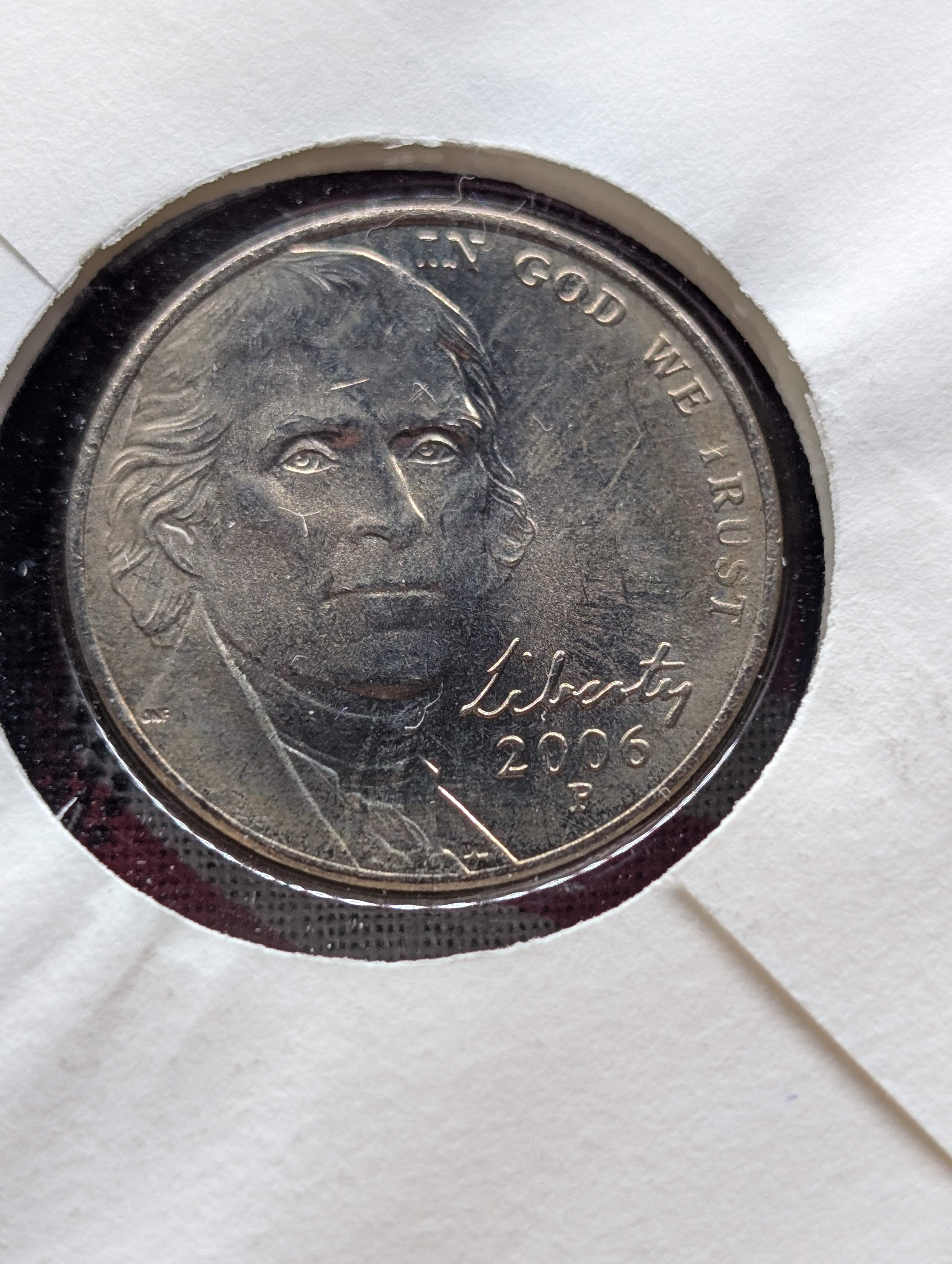 2006-P Jefferson Nickel With First Day Cachet