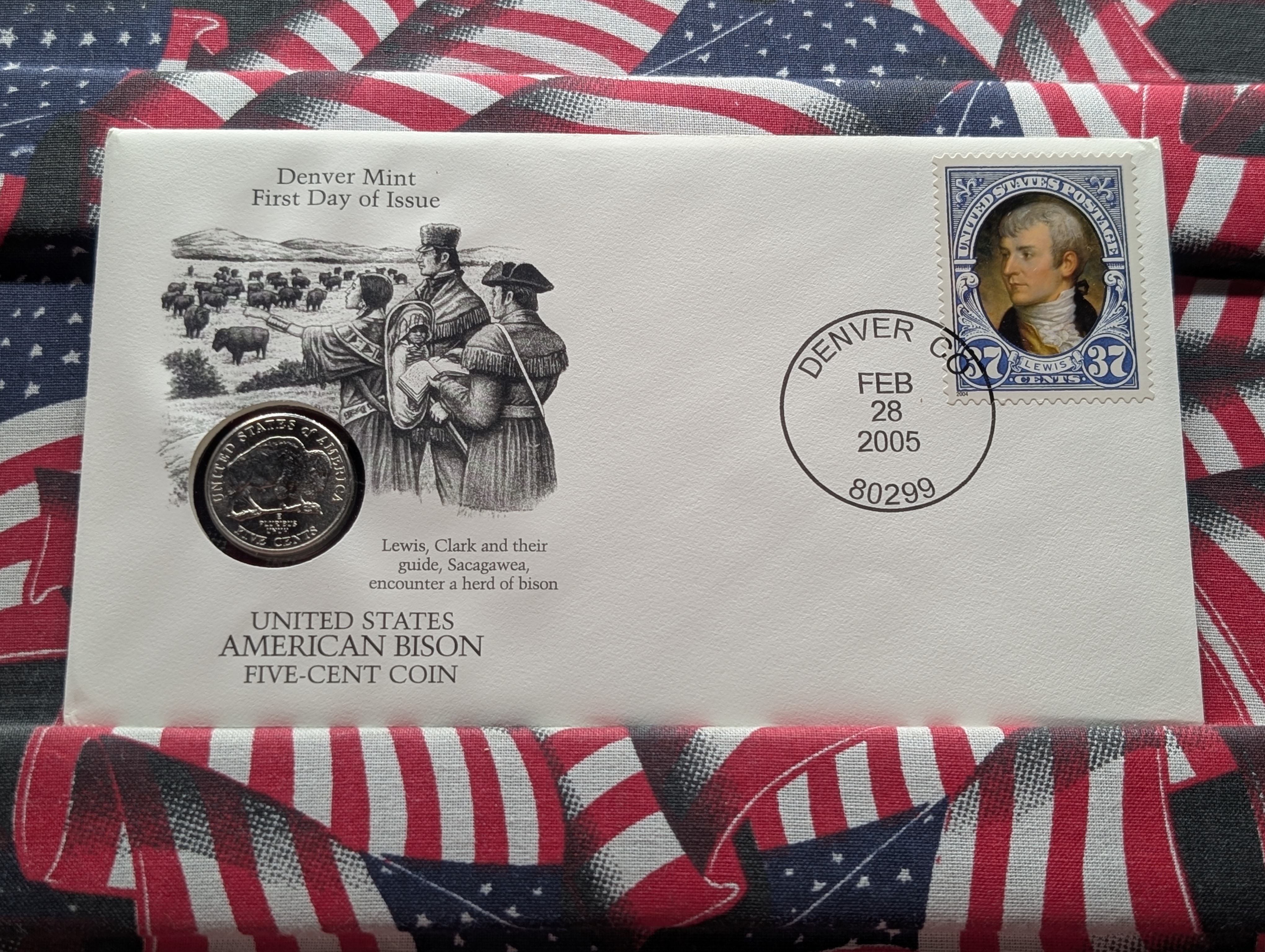 2005-D Jefferson Nickel With First Day Cachet