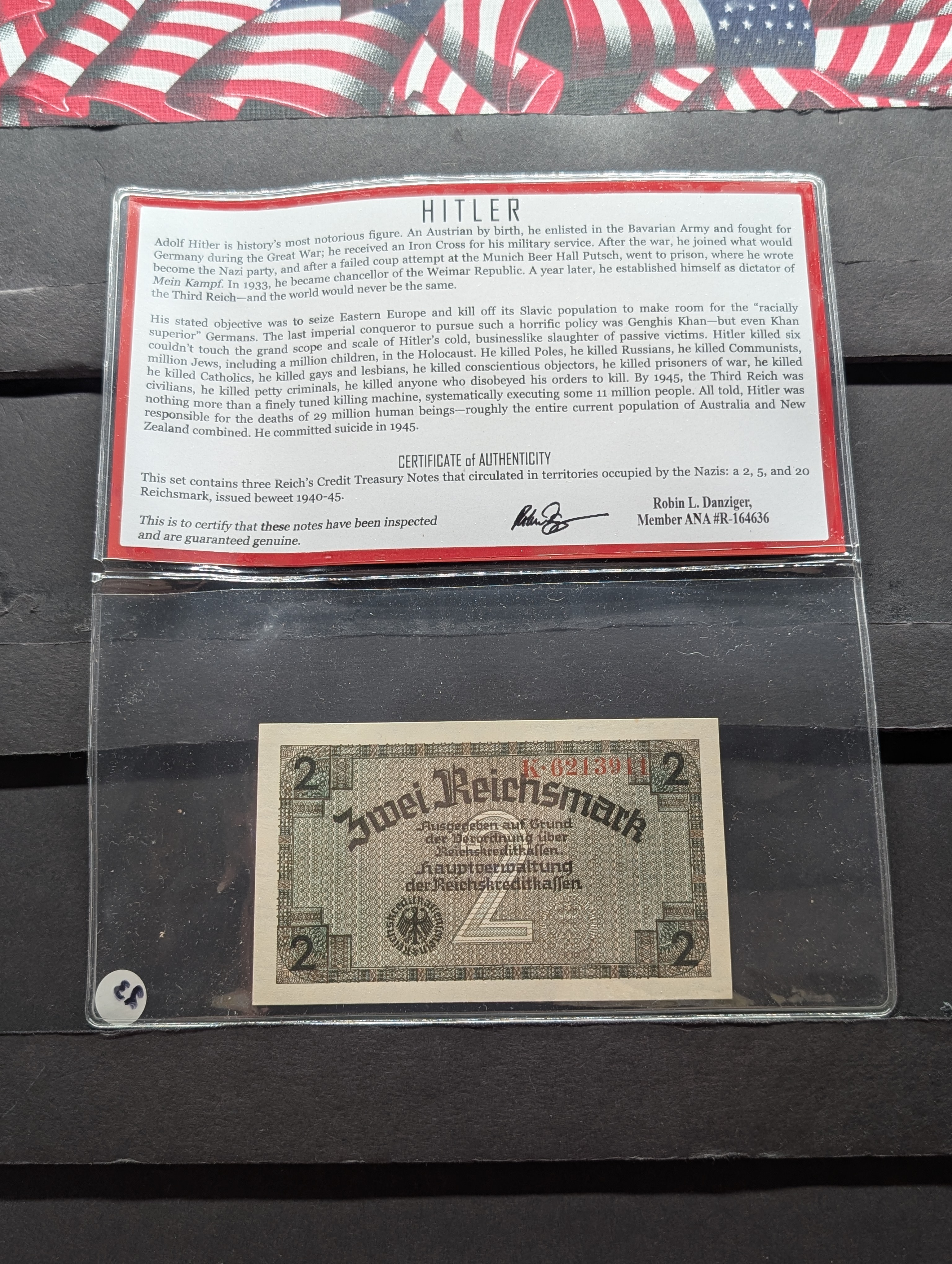 German Bank Note With COA Issued Between 1940 & 1945 WWII Era!