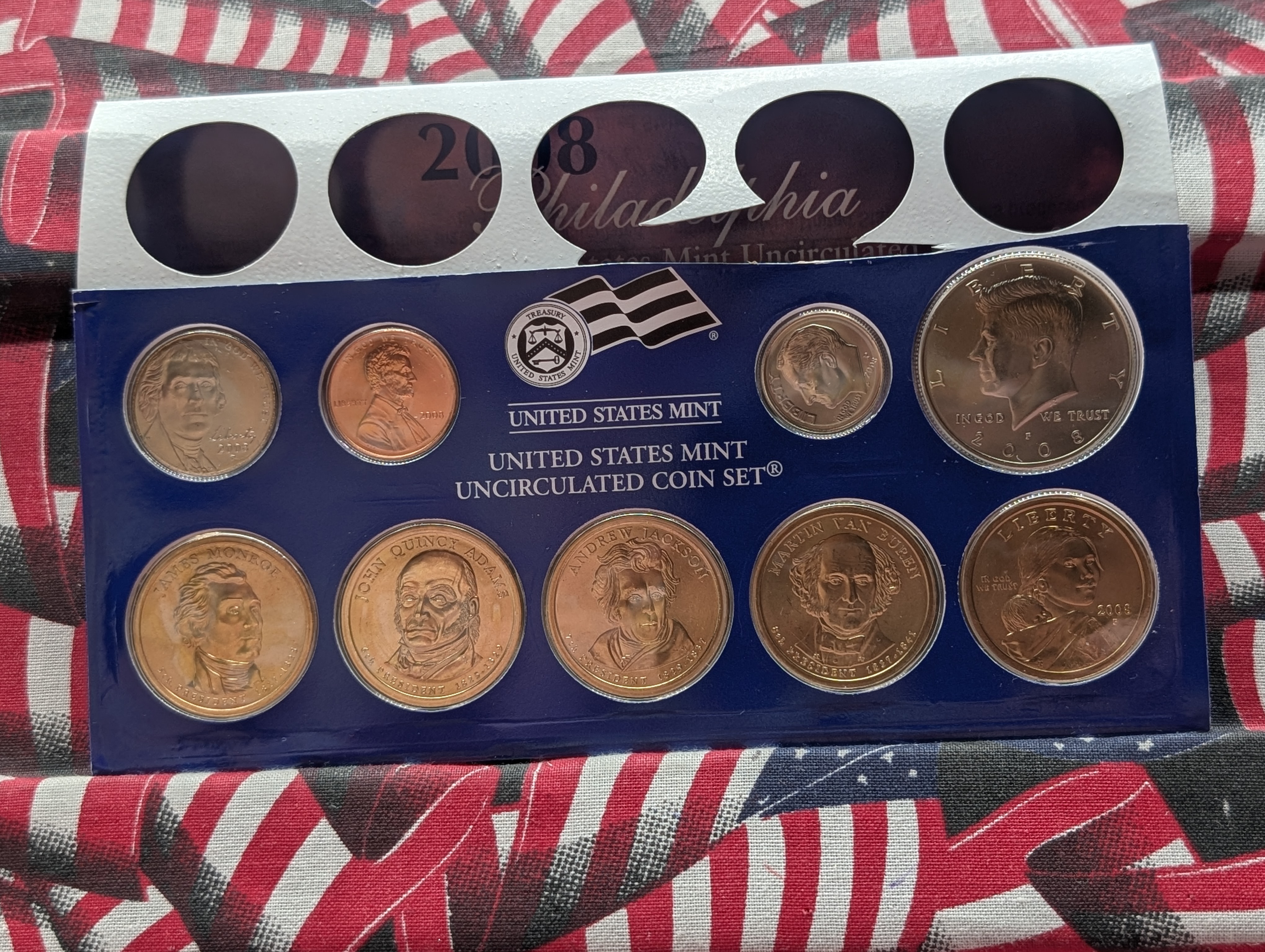 Partial 2008-P Only U.S. Mint Uncirculated Coin Set, Missing State Quarters - Only P Set