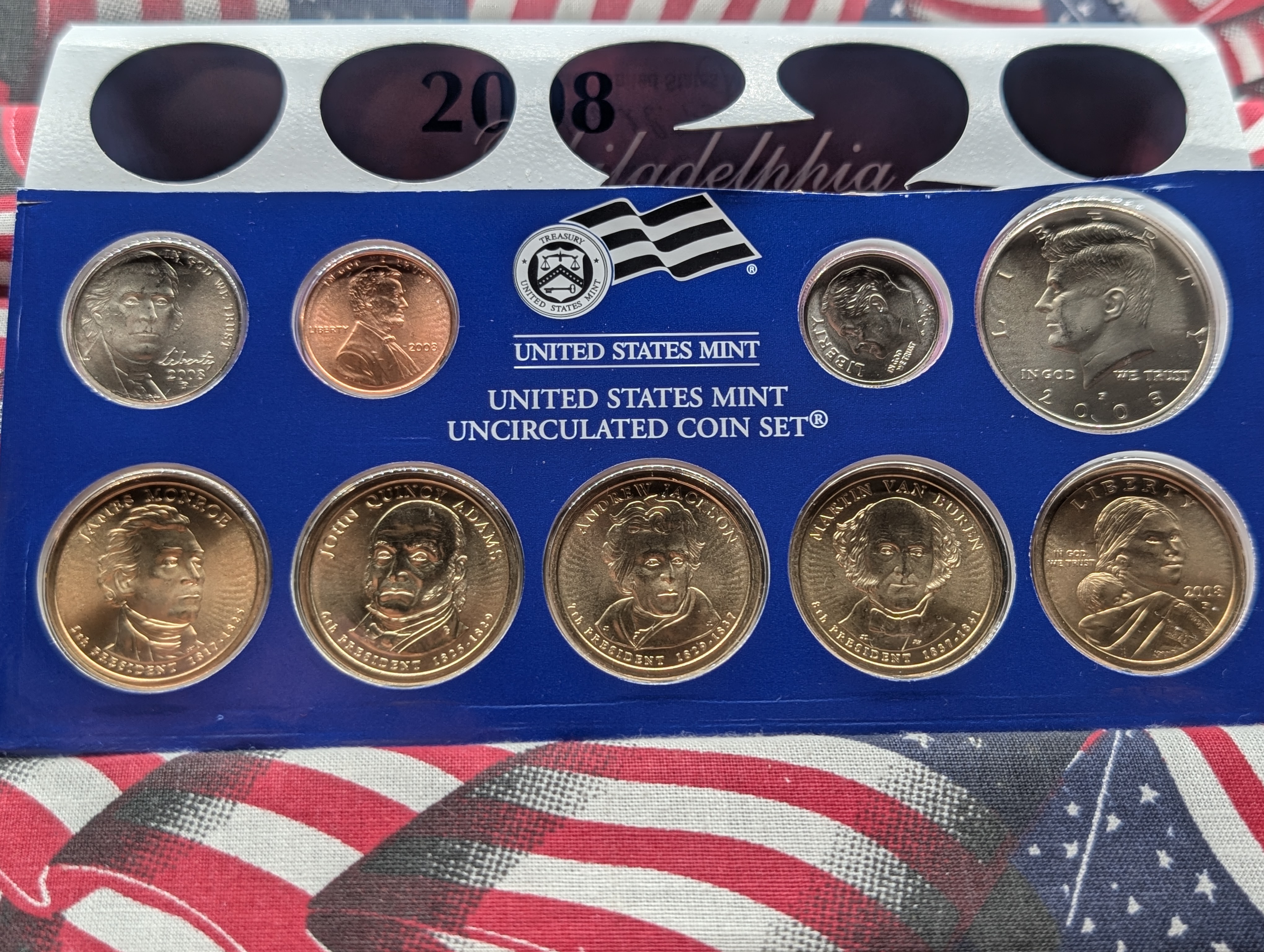 Partial 2008-P Only U.S. Mint Uncirculated Coin Set, Missing State Quarters - Only P Set