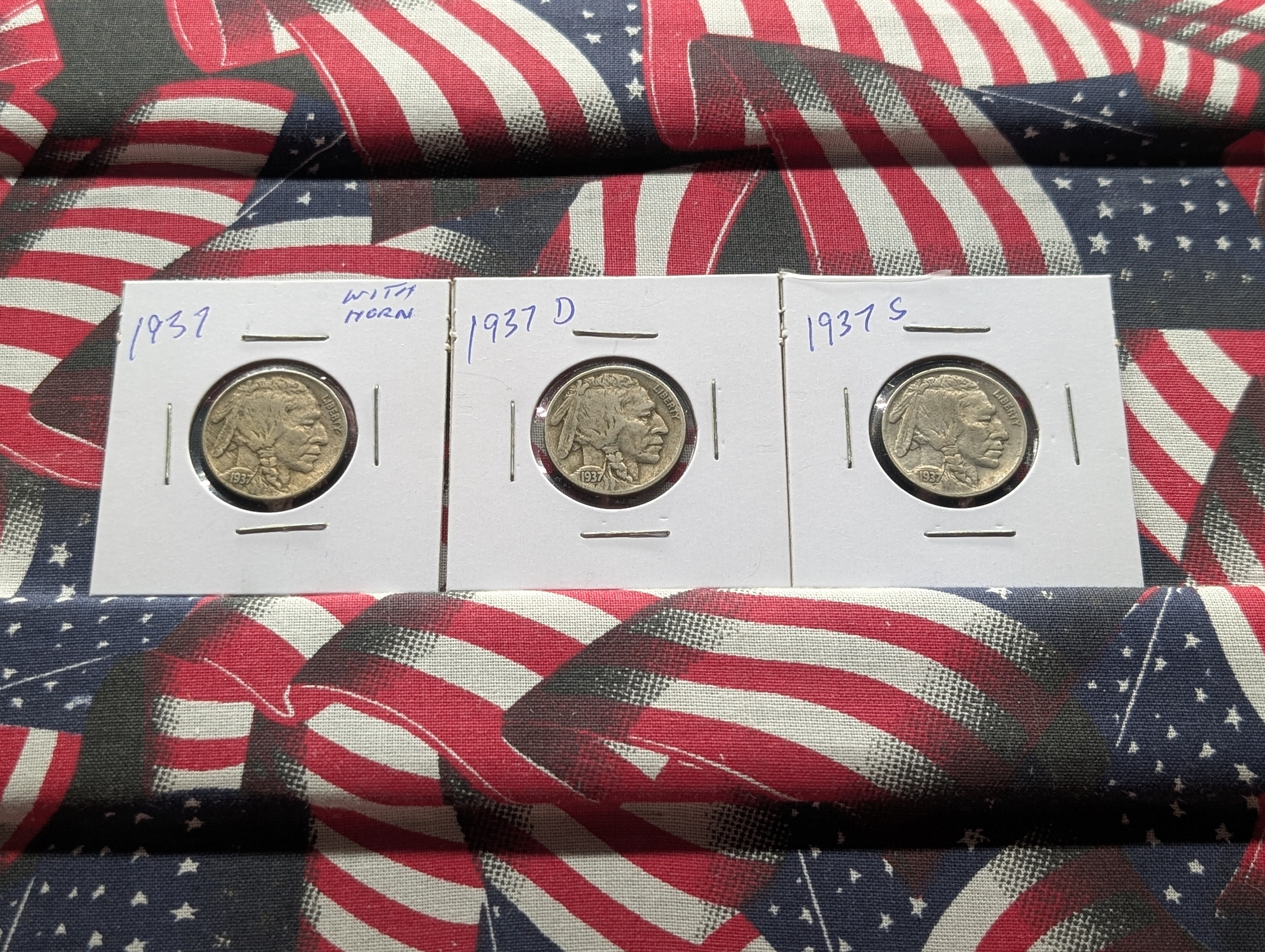 1937 P, D, & S Indian Head Buffalo Nickels