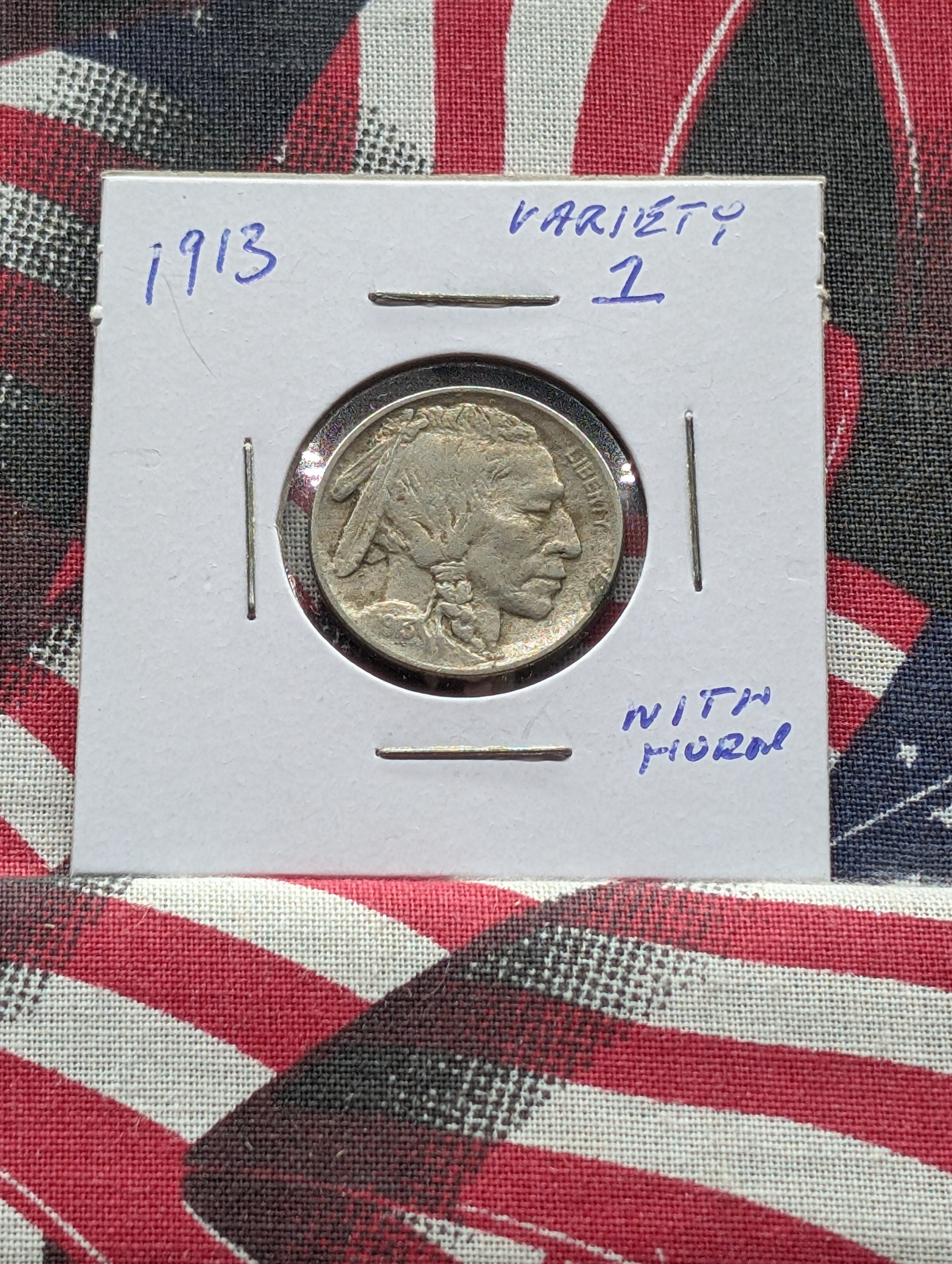 1913 Indian Head Buffalo Nickel, Variety 1, On Mound, w/Partial Horn
