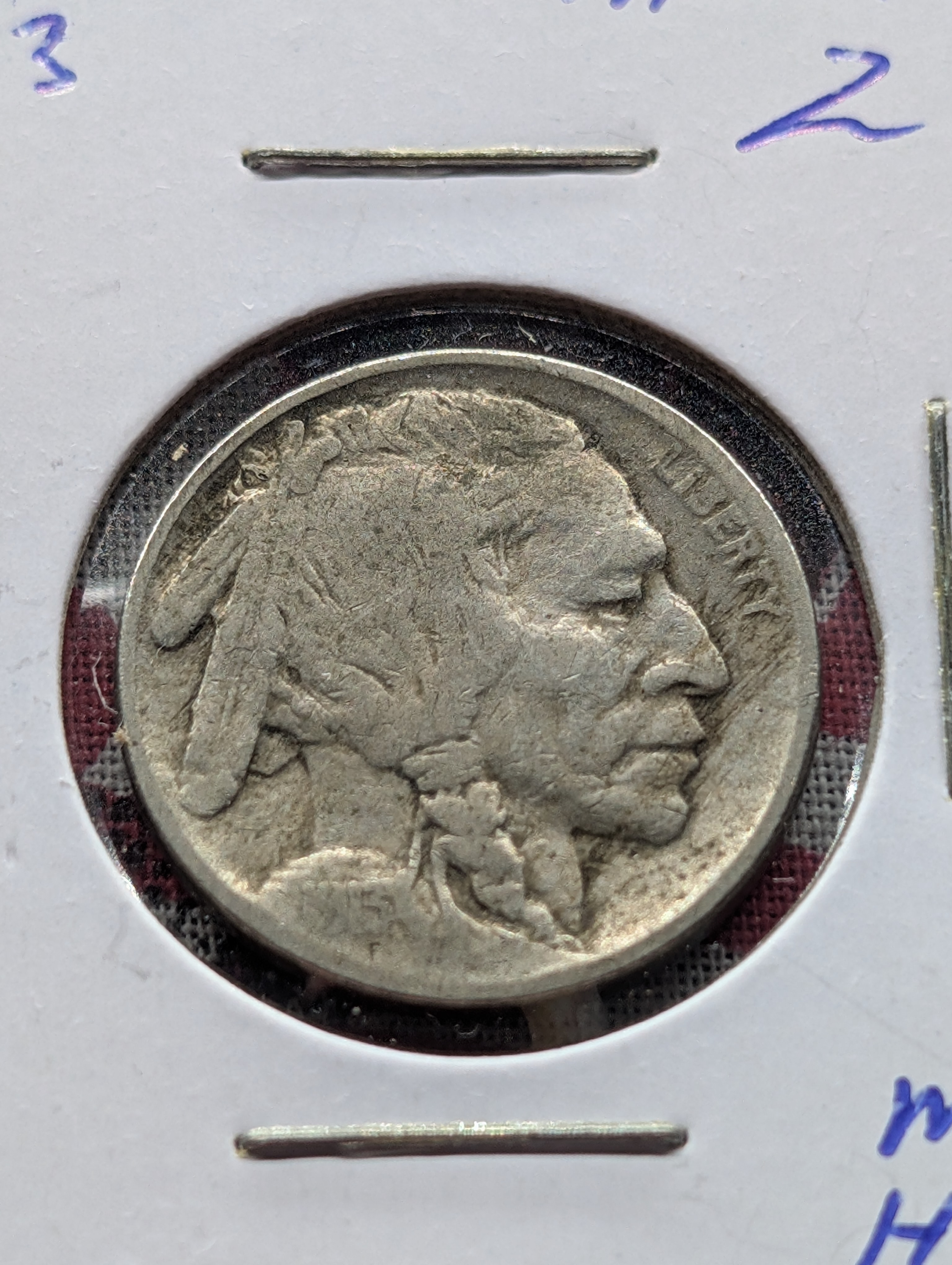 1913 Indian Head Buffalo Nickel, Variety 2, On Plain, w/Partial Horn
